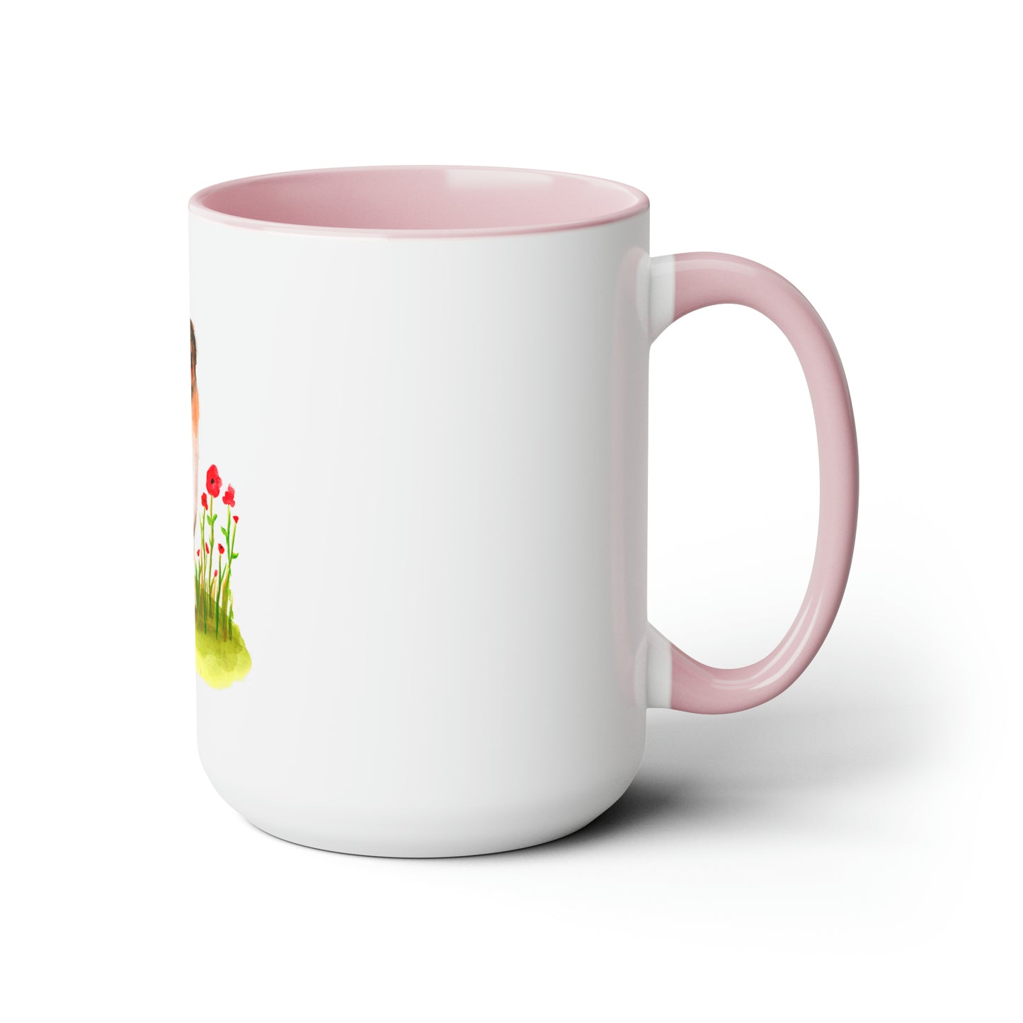 Cute Australian Shepherd in Peonies Mug, Australian Shepherd dog mom, cute pet mom idea, dog lover mom cute gift idea