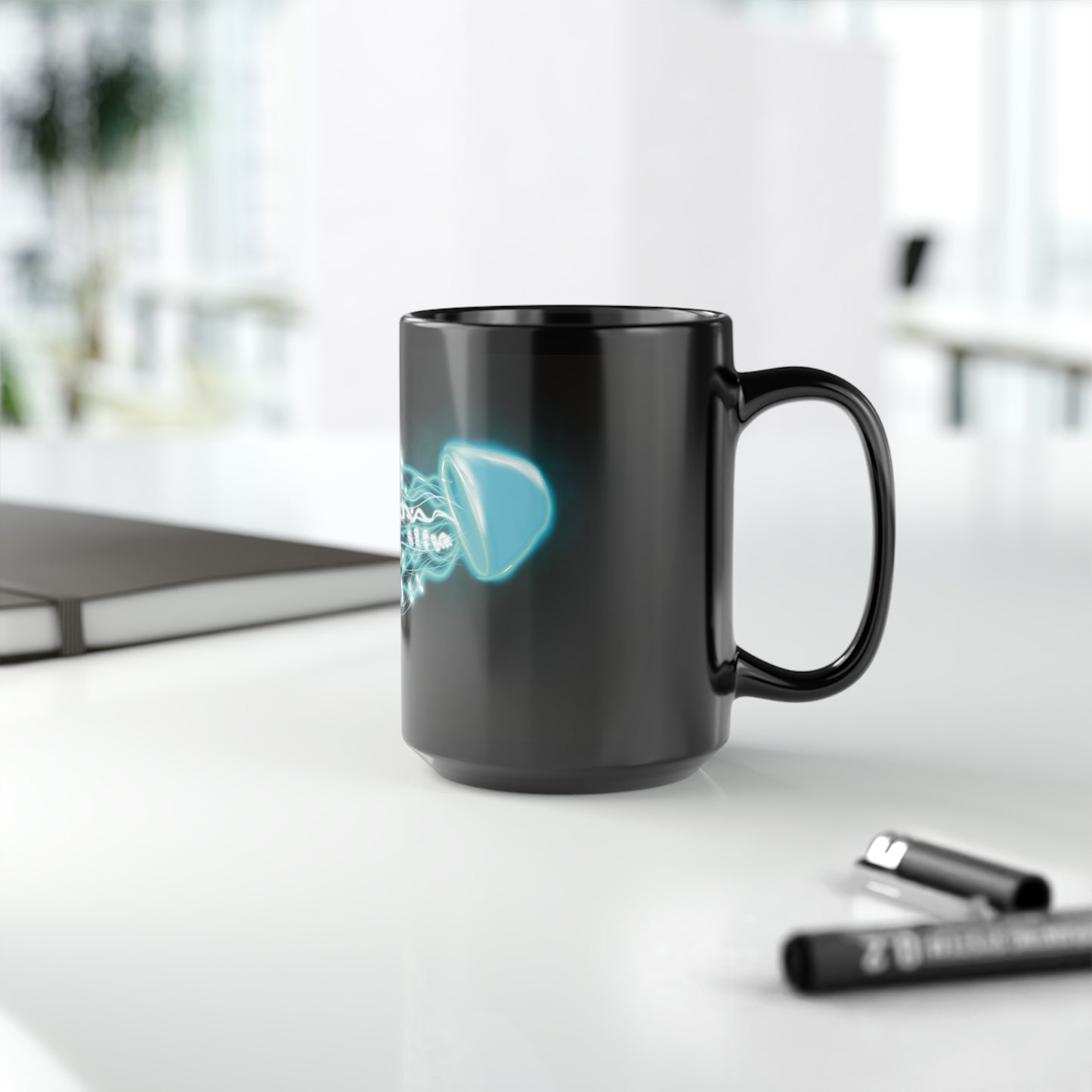 Bioluminescent jellyfish mug, glowing jellyfish mug, blue cool mug for jellyfish lovers, pretty jellyfish mug, blue glowing trippy jellyfish art mug