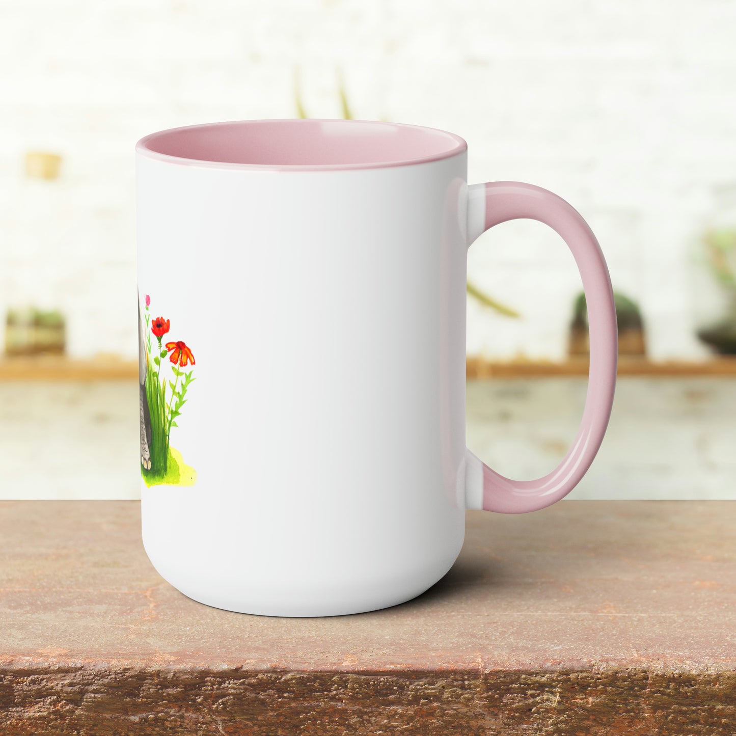 Cute Baby elephant mug, two toned cute baby elephant mug, Cute 15 oz accent handle mug, Large 15 oz Mug