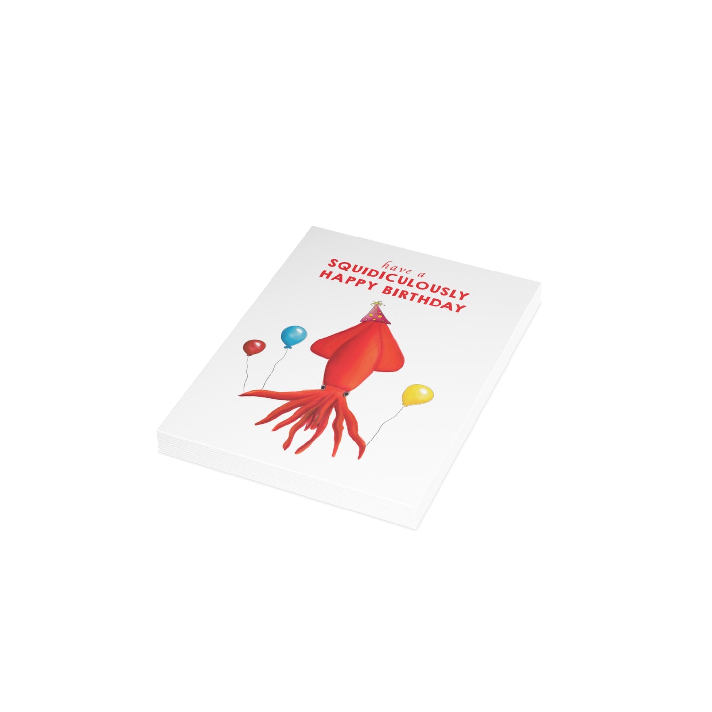 Cute Birthday Card, Funny Pun Birthday card, watercolor Squid cute illustration birthday greeting card, cute card idea, funny birthday card