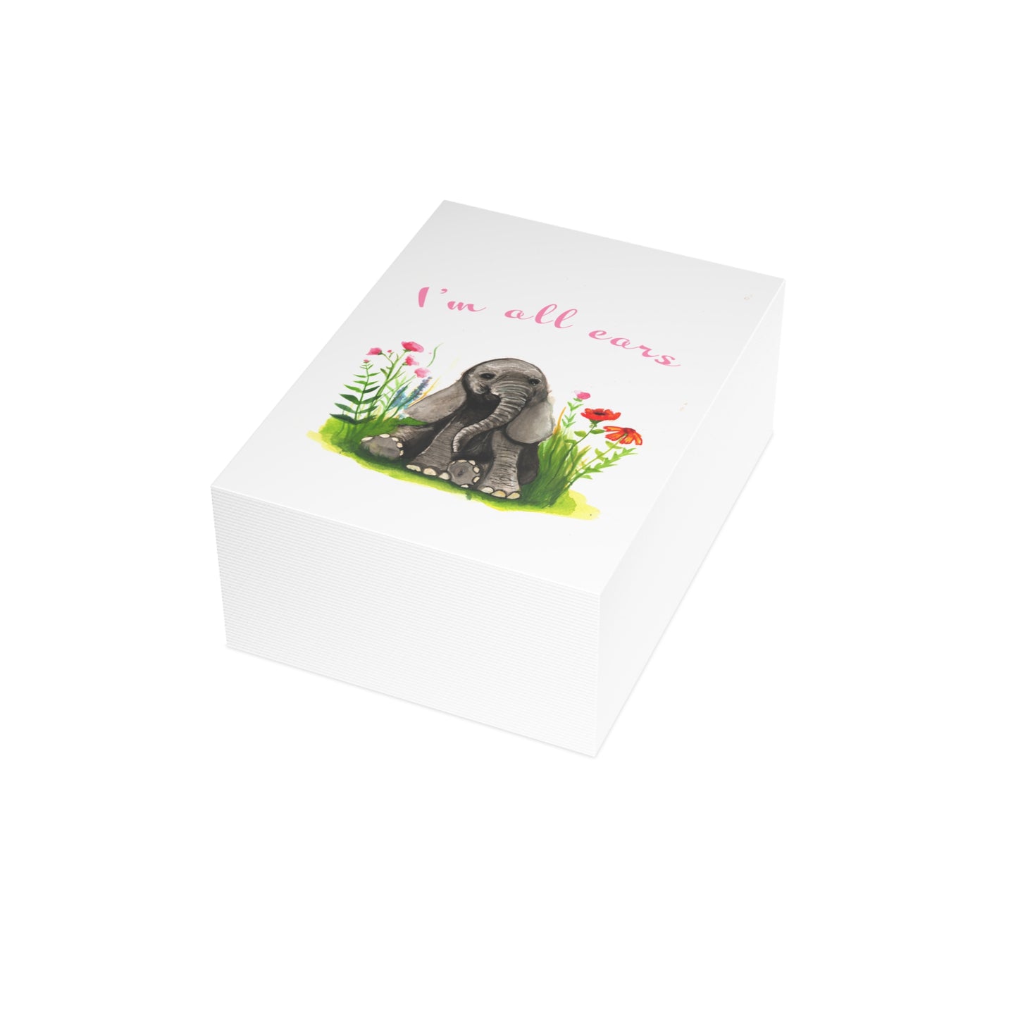 Cute baby elephant Greeting card, I'm all ears, Cute baby elephant funny cards for friends, cute cards