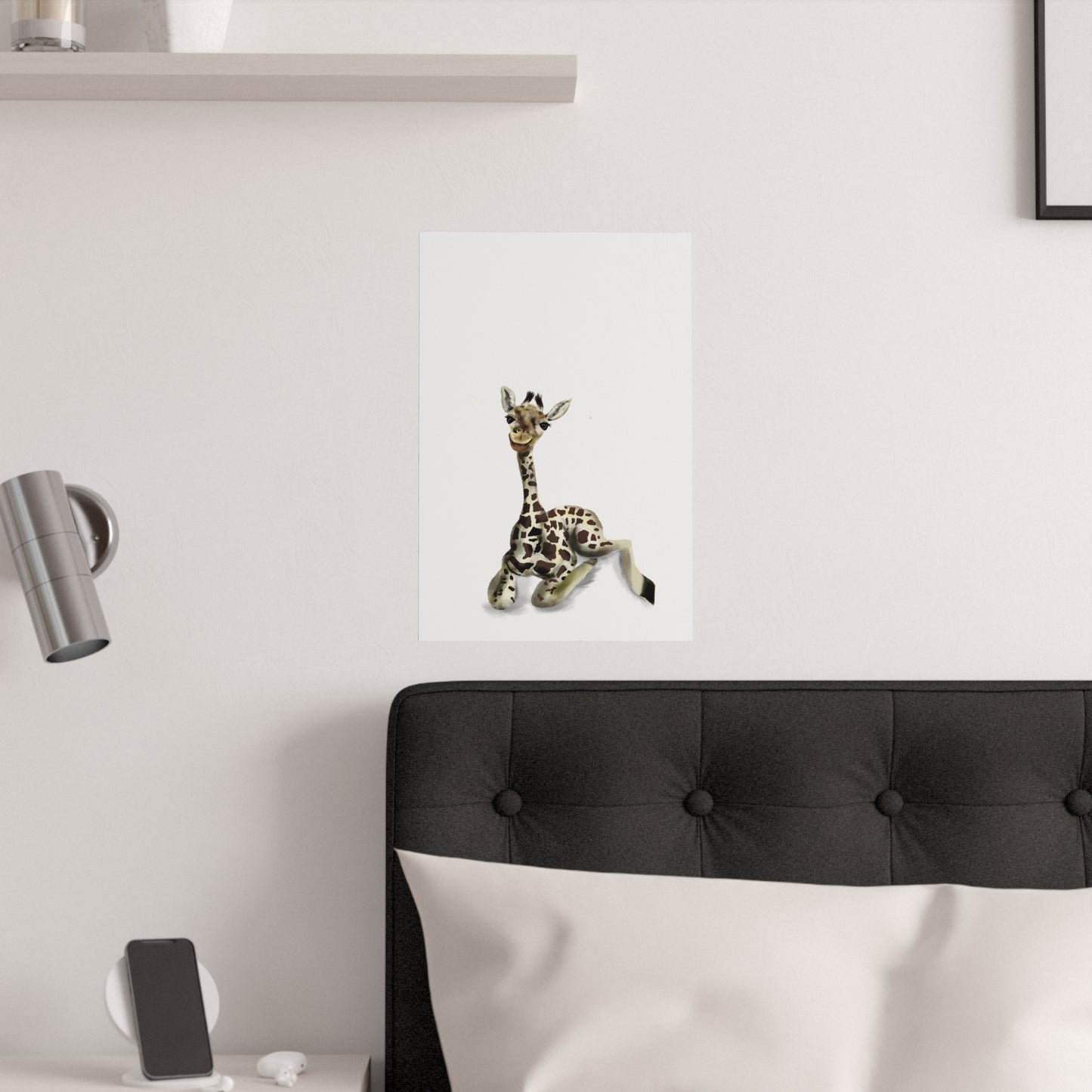 Cute Baby Giraffe Satin Poster