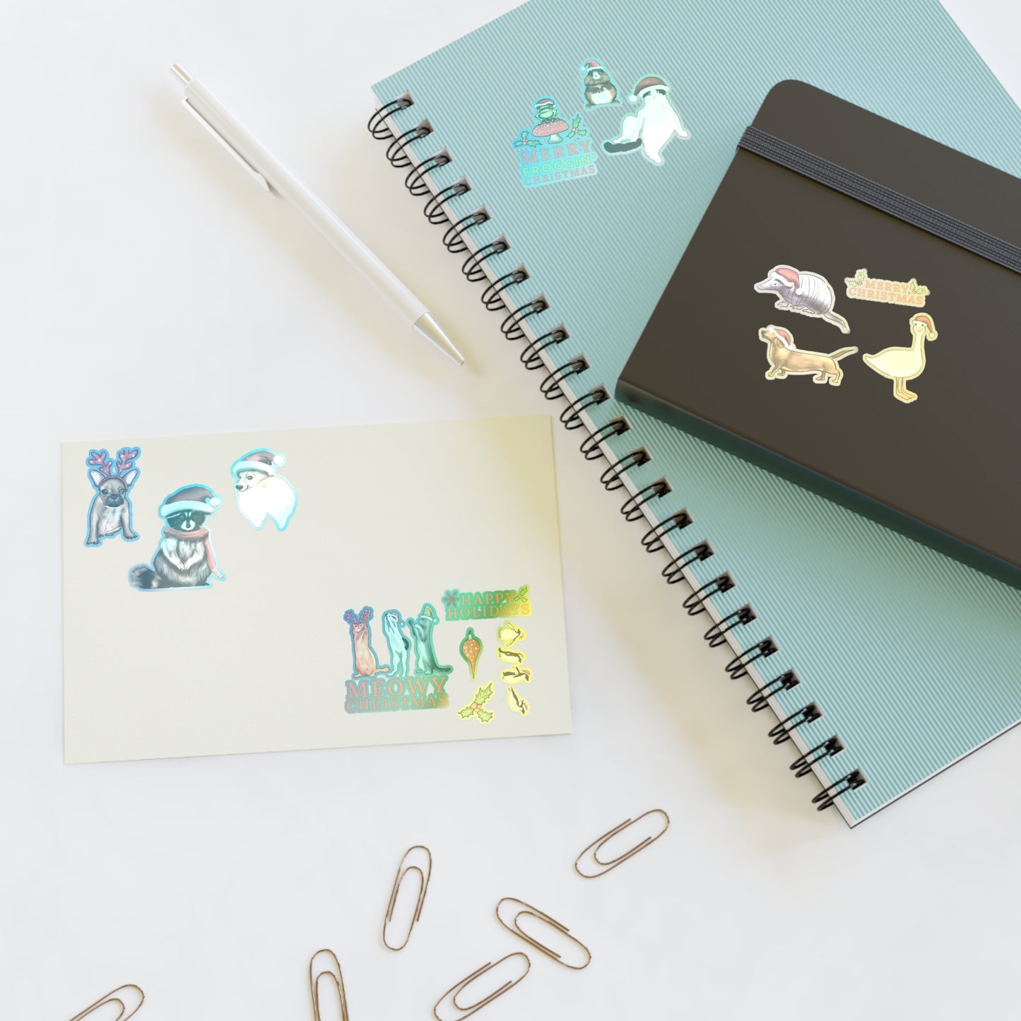 Christmas Animal Sticker Sheet, Christmas dog cute stickers, christmas cat sticker, cute holiday stickers, sticker sheet christmas