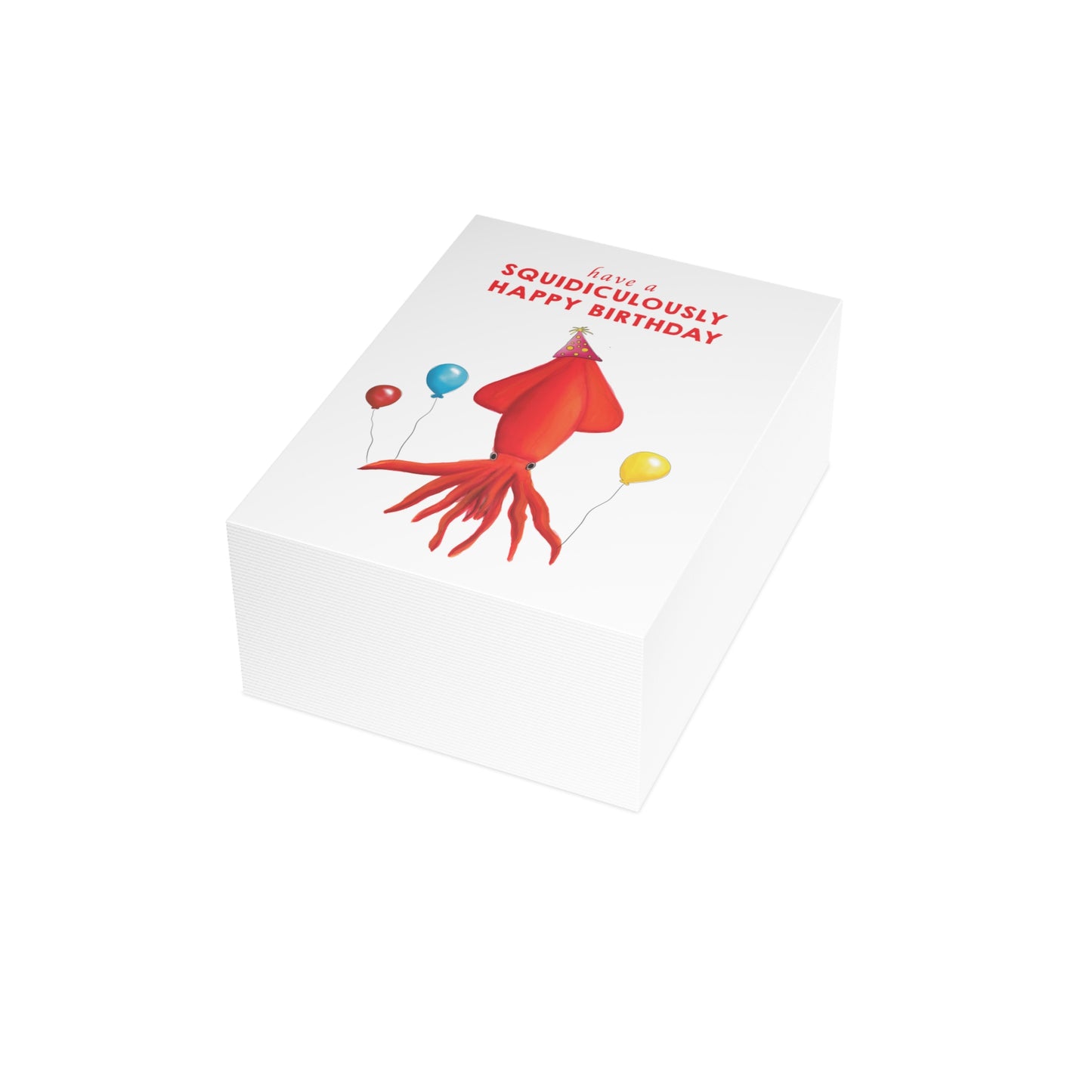 Cute Birthday Card, Funny Pun Birthday card, watercolor Squid cute illustration birthday greeting card, cute card idea, funny birthday card