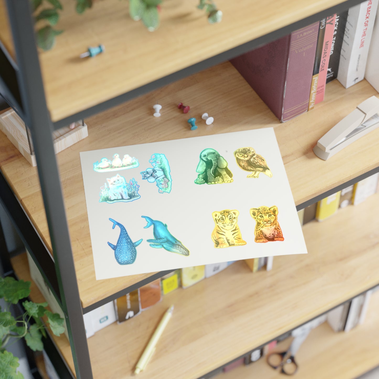 Cute Watercolor Baby Animal Stickers, Die Cut Cute Adorable Sticker sheet, Sticker bundle Sheet, stickers for kids