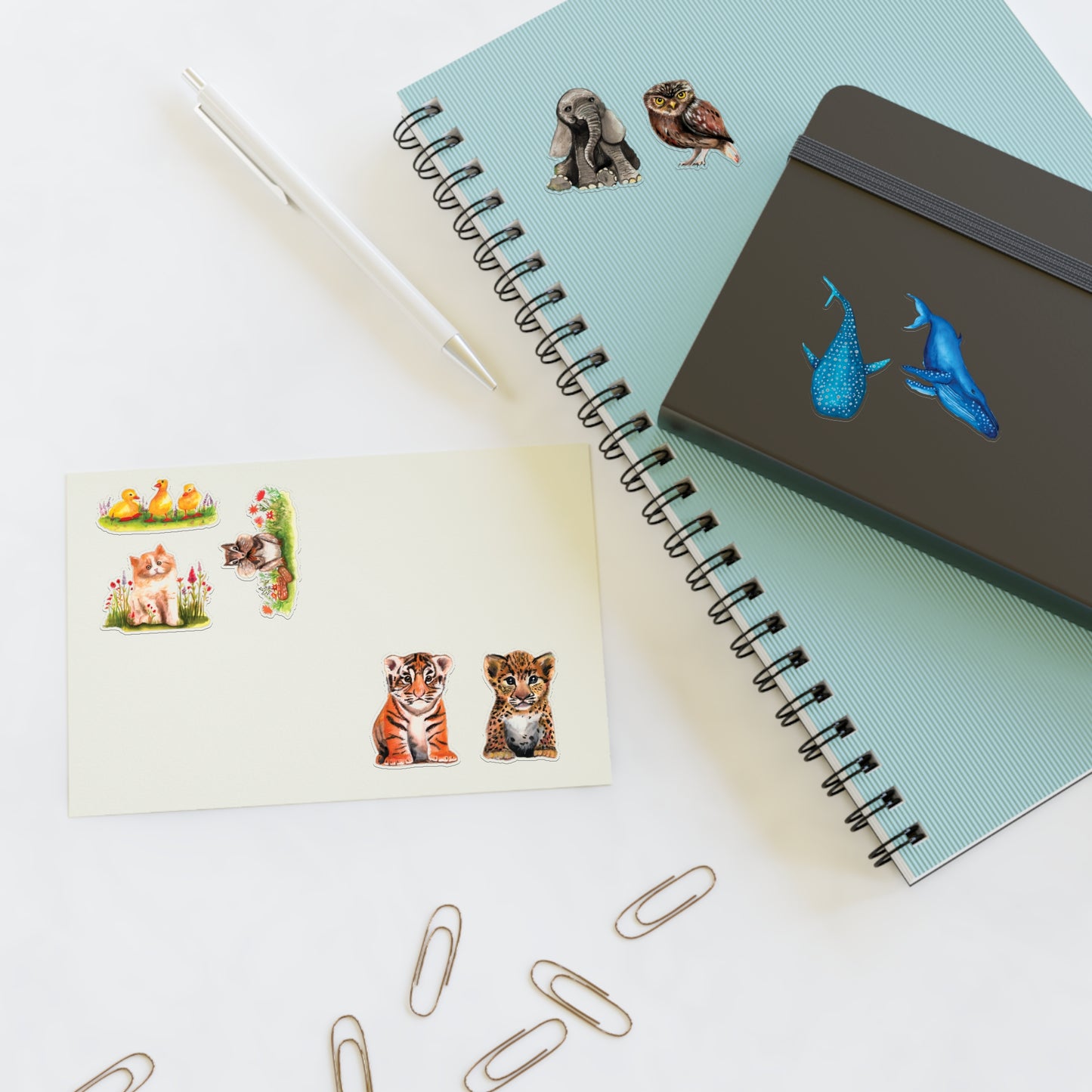 Cute Watercolor Baby Animal Stickers, Die Cut Cute Adorable Sticker sheet, Sticker bundle Sheet, stickers for kids