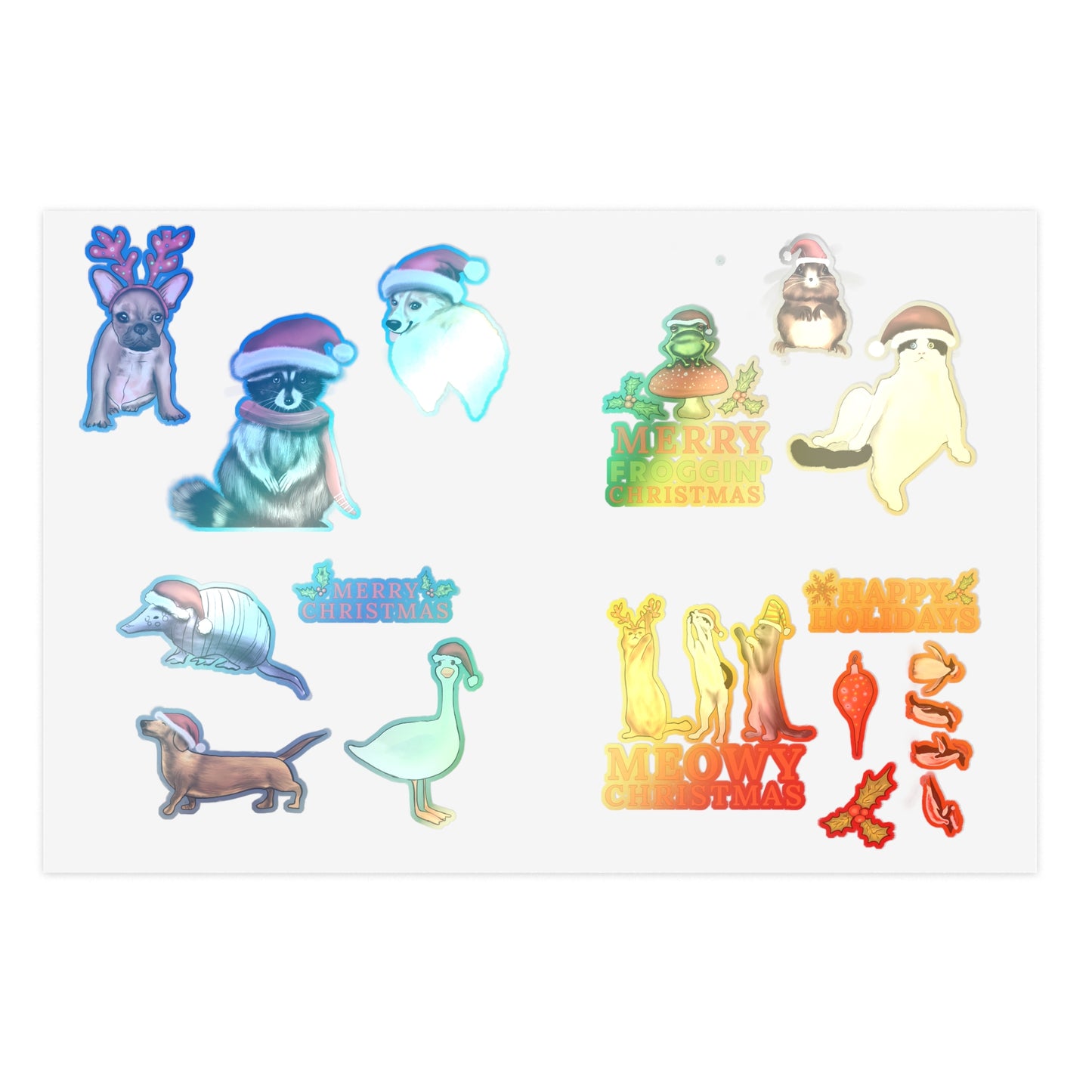 Christmas Animal Sticker Sheet, Christmas dog cute stickers, christmas cat sticker, cute holiday stickers, sticker sheet christmas