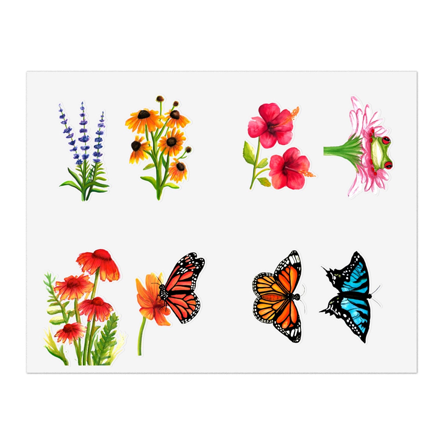 watercolor Wildflowers and Butterflies sticker sheet, watercolor stickers, watercolor flowers, watercolor butterfly stickers, vinyl sticker sheet