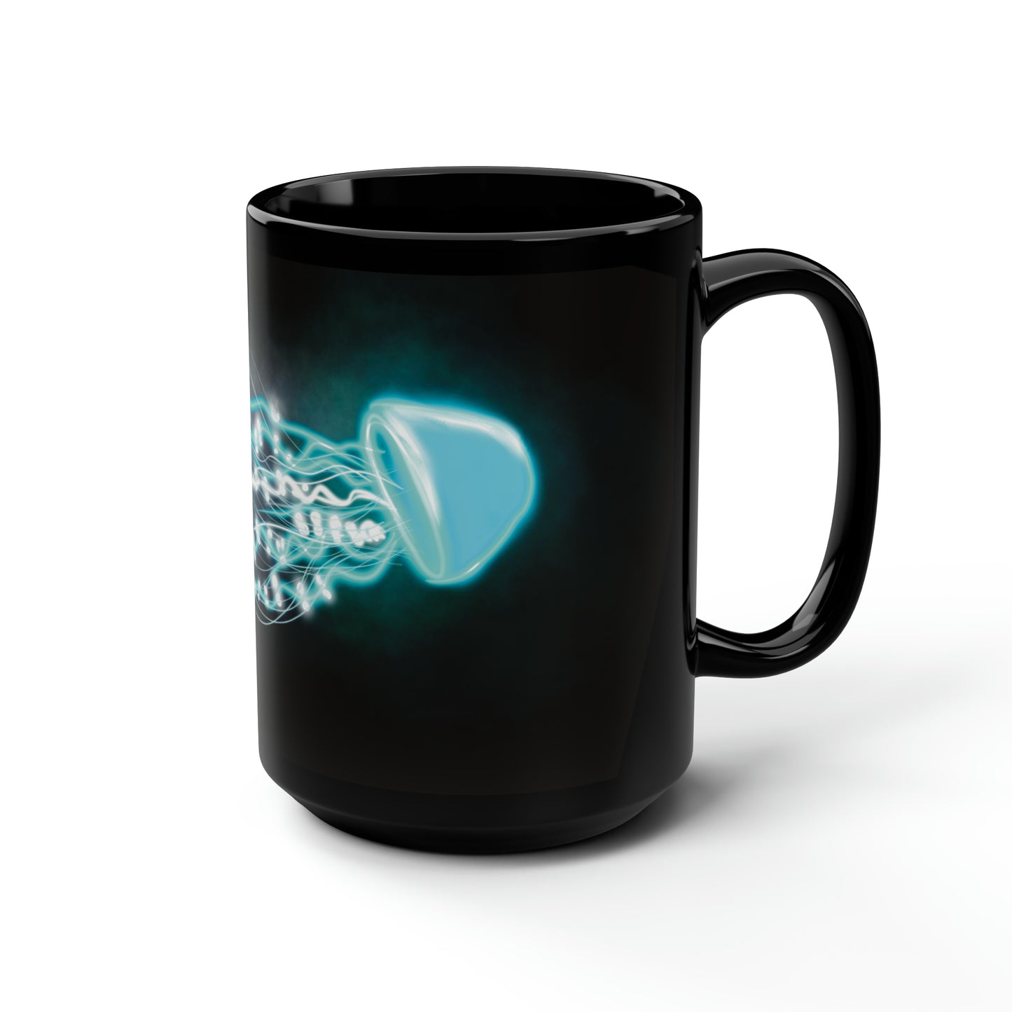 Bioluminescent jellyfish mug, glowing jellyfish mug, blue cool mug for jellyfish lovers, pretty jellyfish mug, blue glowing trippy jellyfish art mug