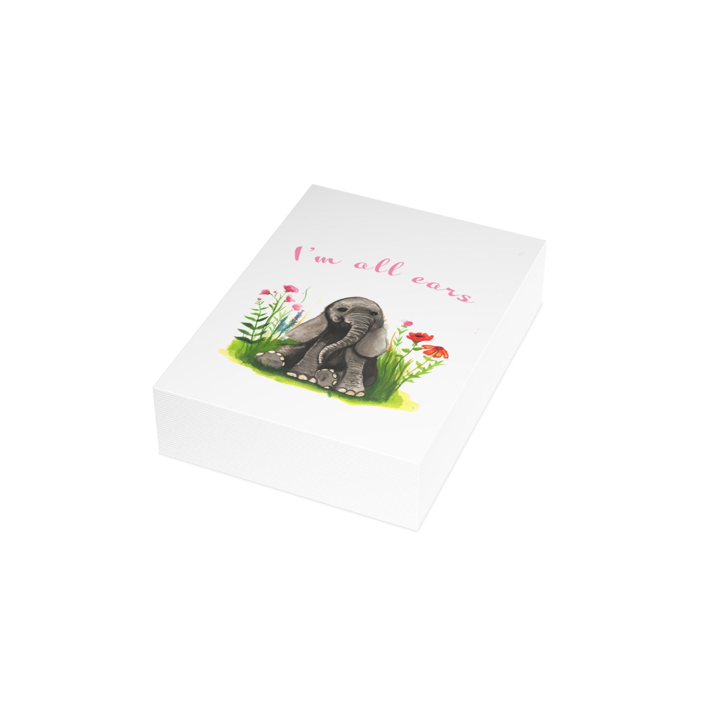 Cute baby elephant Greeting card, I'm all ears, Cute baby elephant funny cards for friends, cute cards
