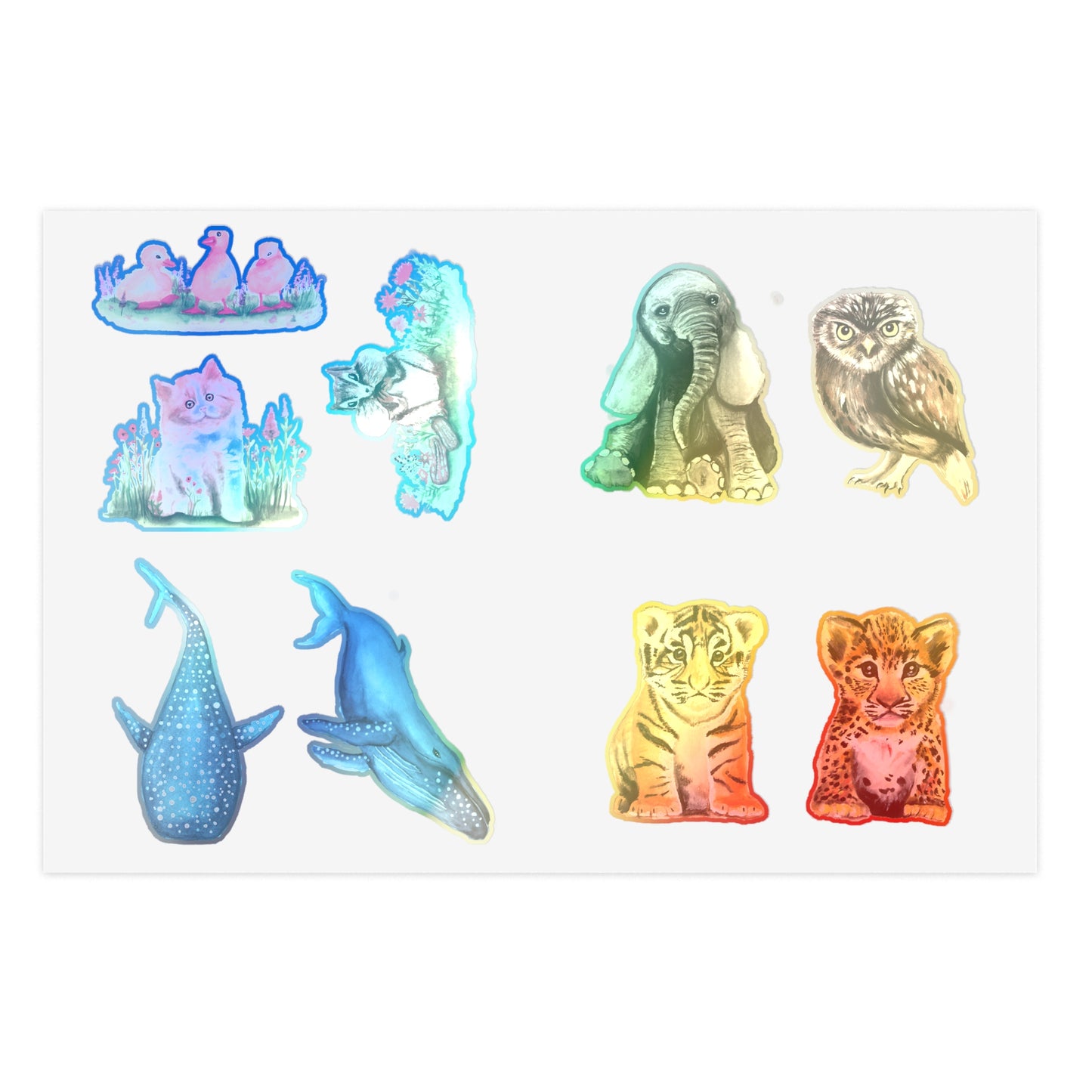 Cute Watercolor Baby Animal Stickers, Die Cut Cute Adorable Sticker sheet, Sticker bundle Sheet, stickers for kids