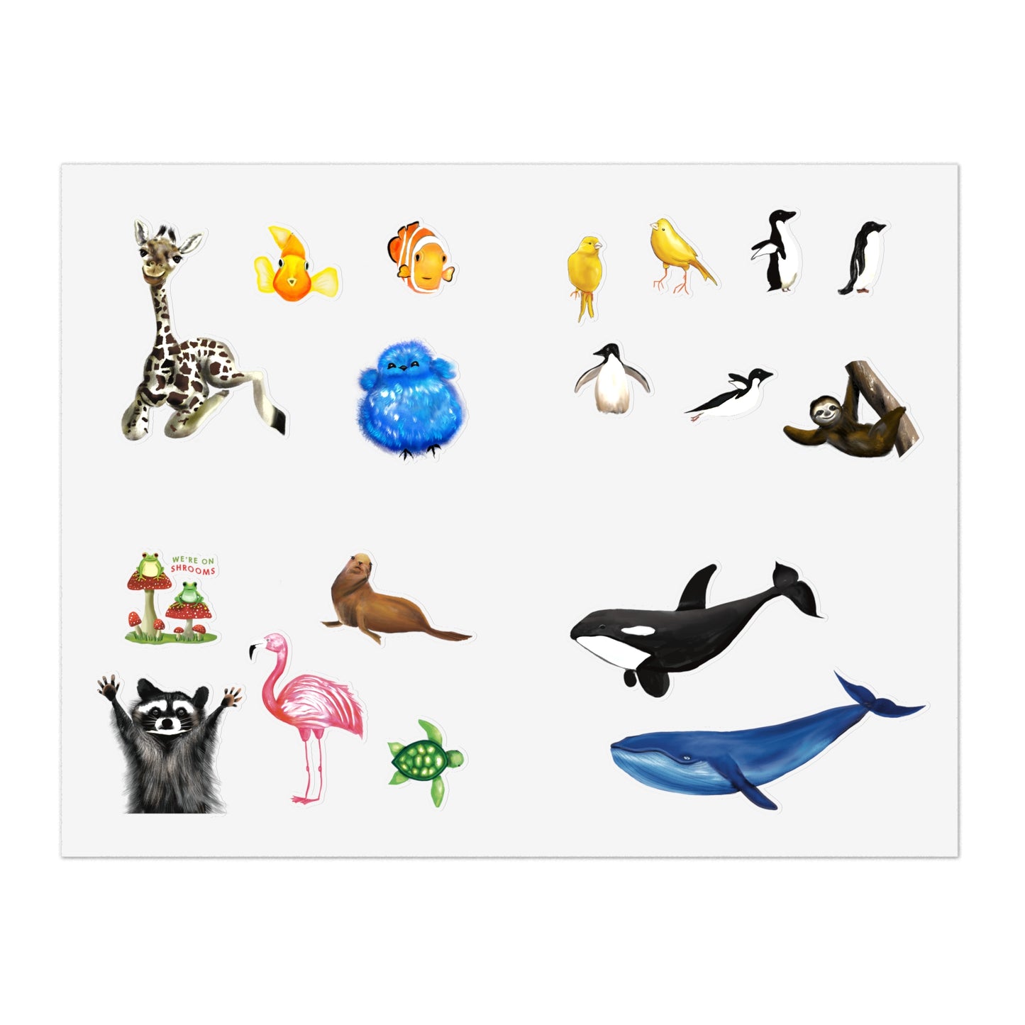 Animal Illustration Sticker Sheet