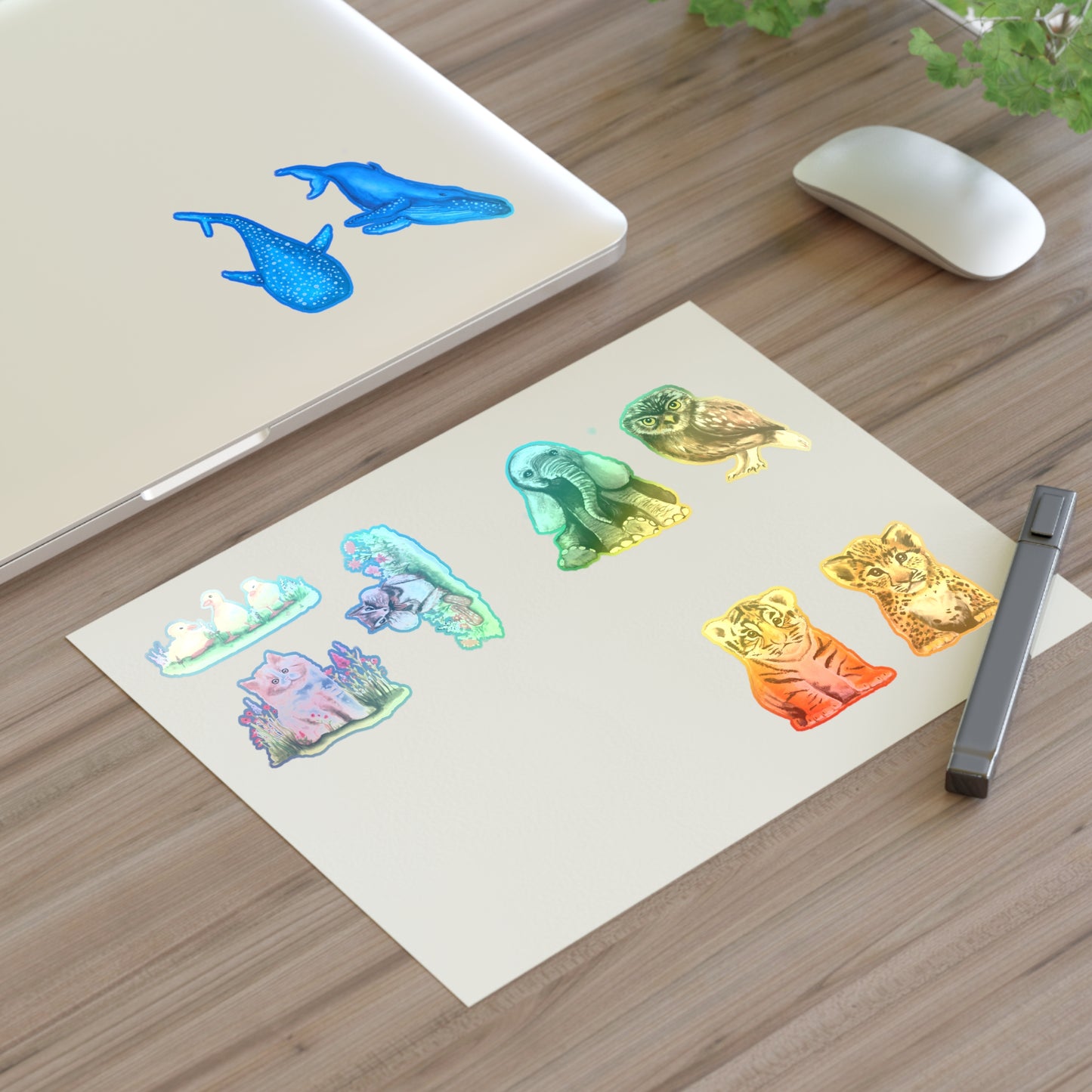 Cute Watercolor Baby Animal Stickers, Die Cut Cute Adorable Sticker sheet, Sticker bundle Sheet, stickers for kids