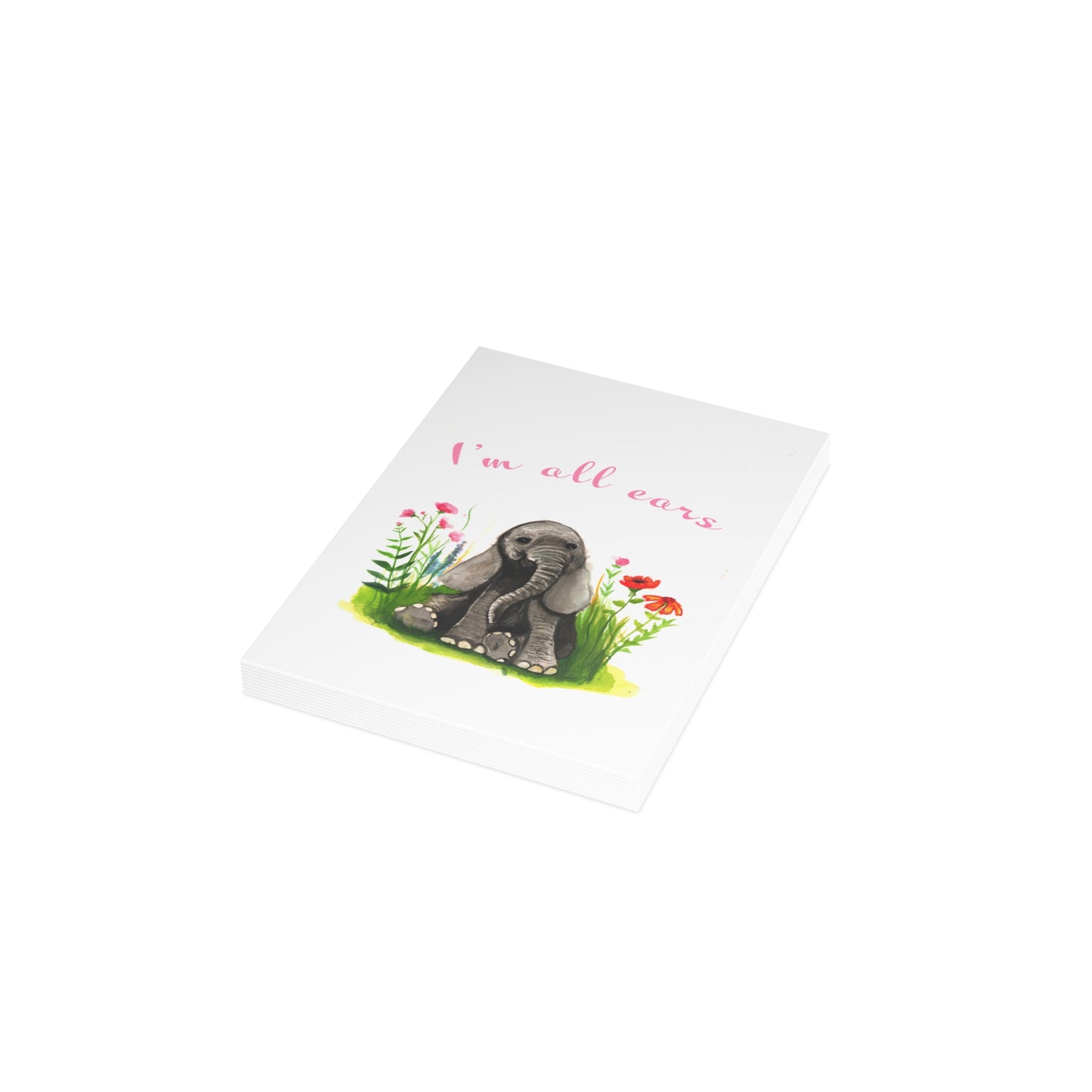 Cute baby elephant Greeting card, I'm all ears, Cute baby elephant funny cards for friends, cute cards