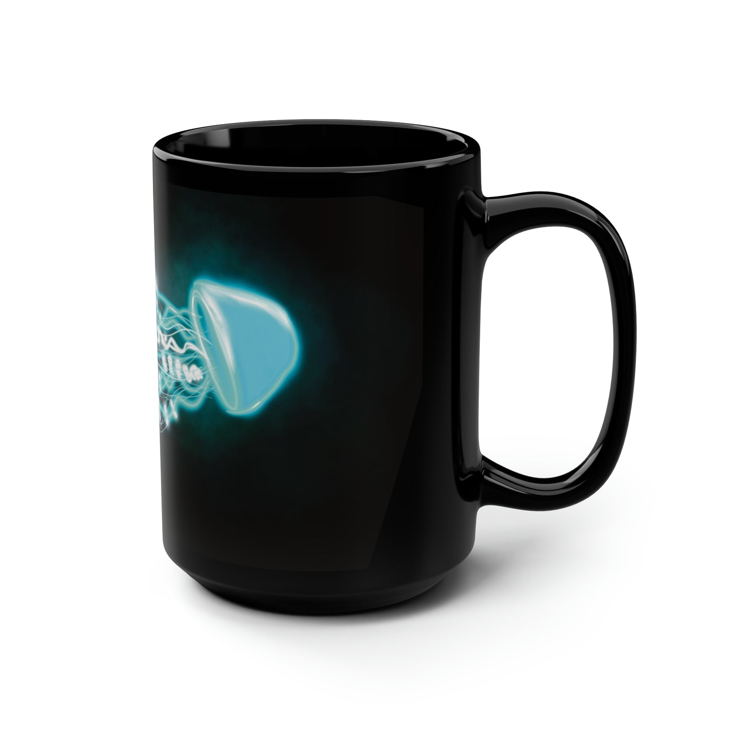 Bioluminescent jellyfish mug, glowing jellyfish mug, blue cool mug for jellyfish lovers, pretty jellyfish mug, blue glowing trippy jellyfish art mug