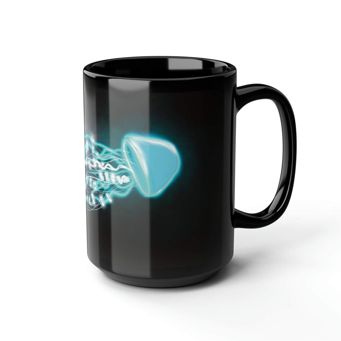 Bioluminescent jellyfish mug, glowing jellyfish mug, blue cool mug for jellyfish lovers, pretty jellyfish mug, blue glowing trippy jellyfish art mug