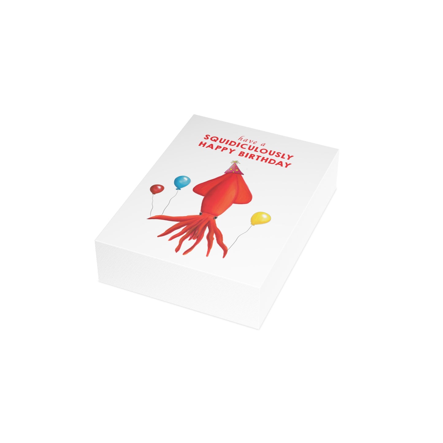 Cute Birthday Card, Funny Pun Birthday card, watercolor Squid cute illustration birthday greeting card, cute card idea, funny birthday card