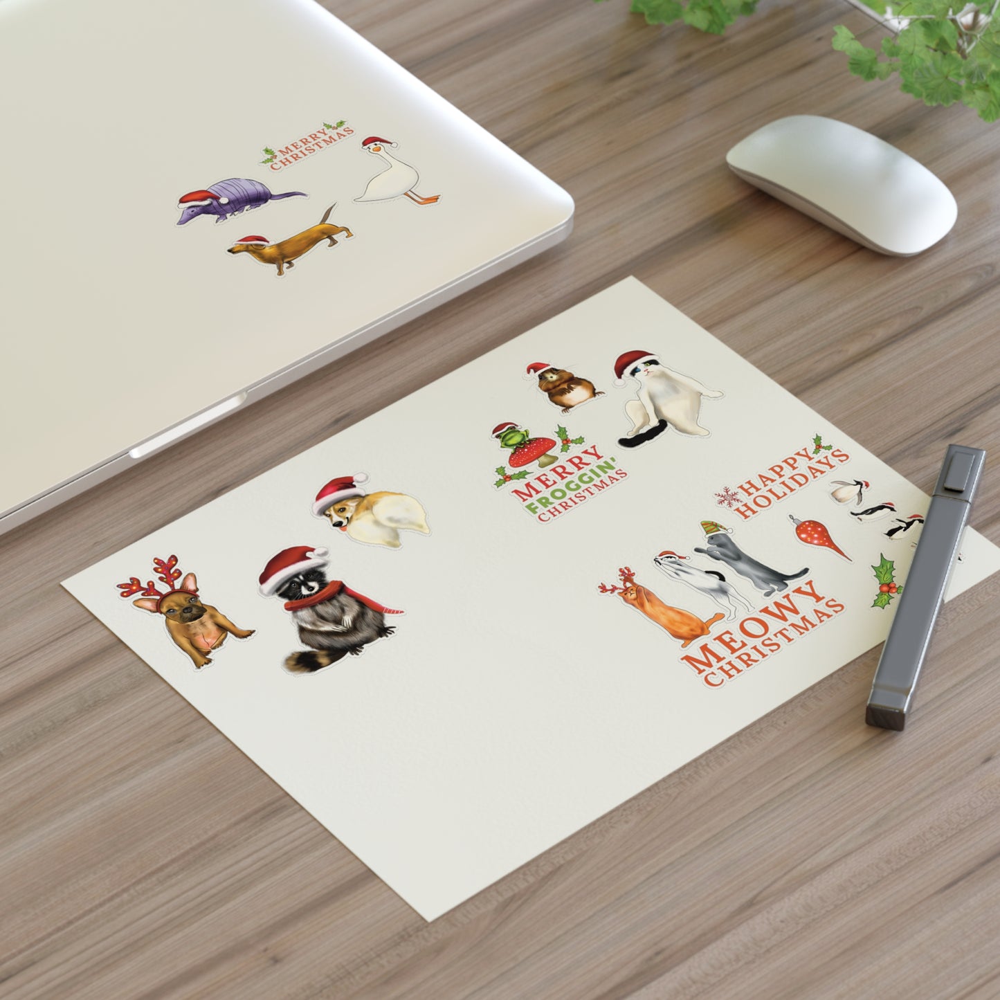 Christmas Animal Sticker Sheet, Christmas dog cute stickers, christmas cat sticker, cute holiday stickers, sticker sheet christmas