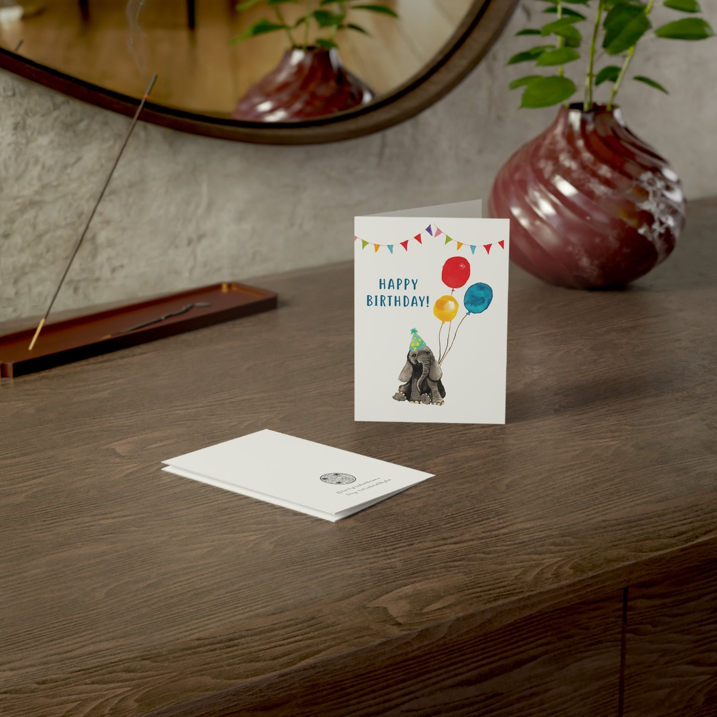 Cute Baby Elephant Birthday Card, WAtercolor Baby elephant Art Print, cute birthday card for first birthday