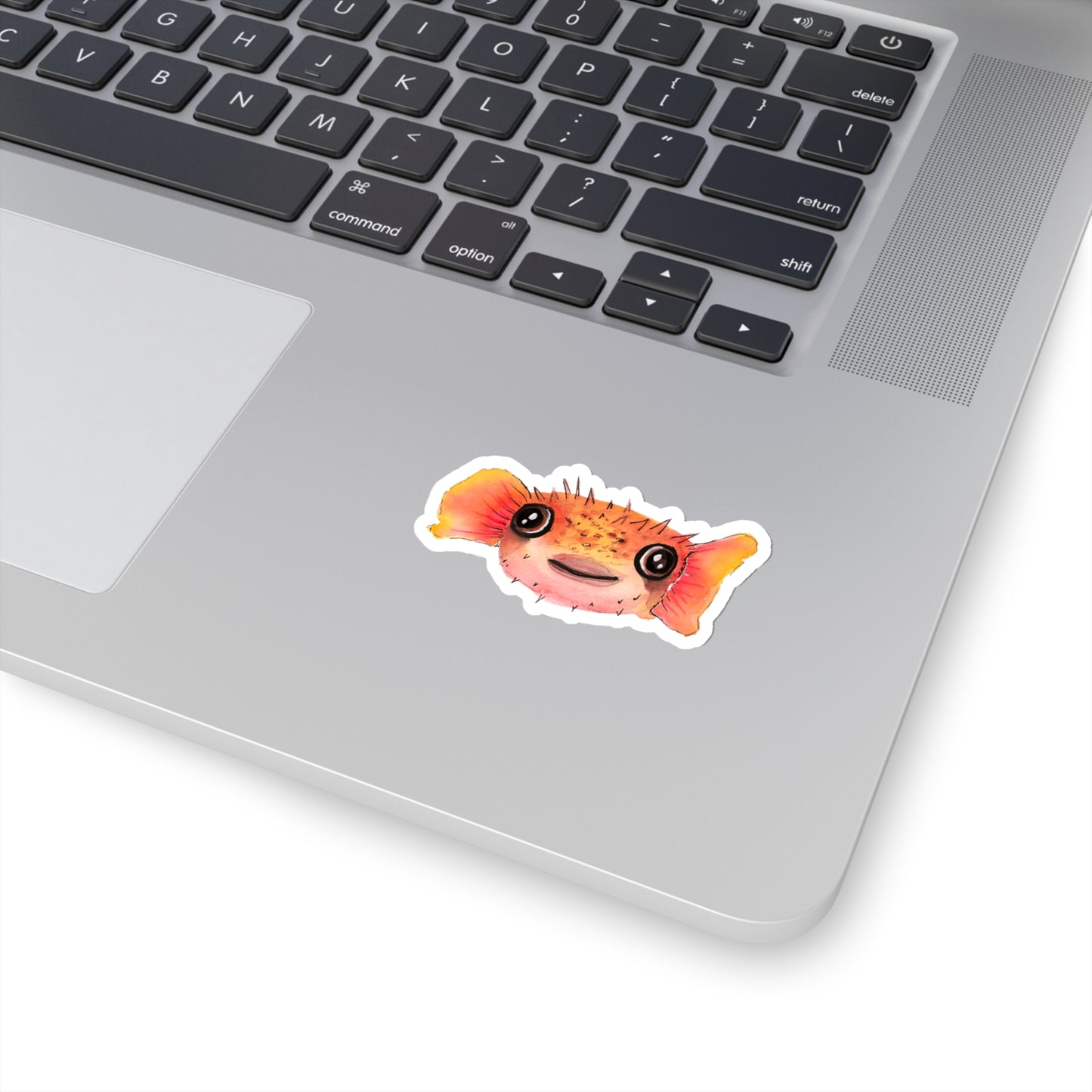 Cute baby watercolor Pufferfish sticker, funny blowfish cute sticker for back to school, kids arts and crafts