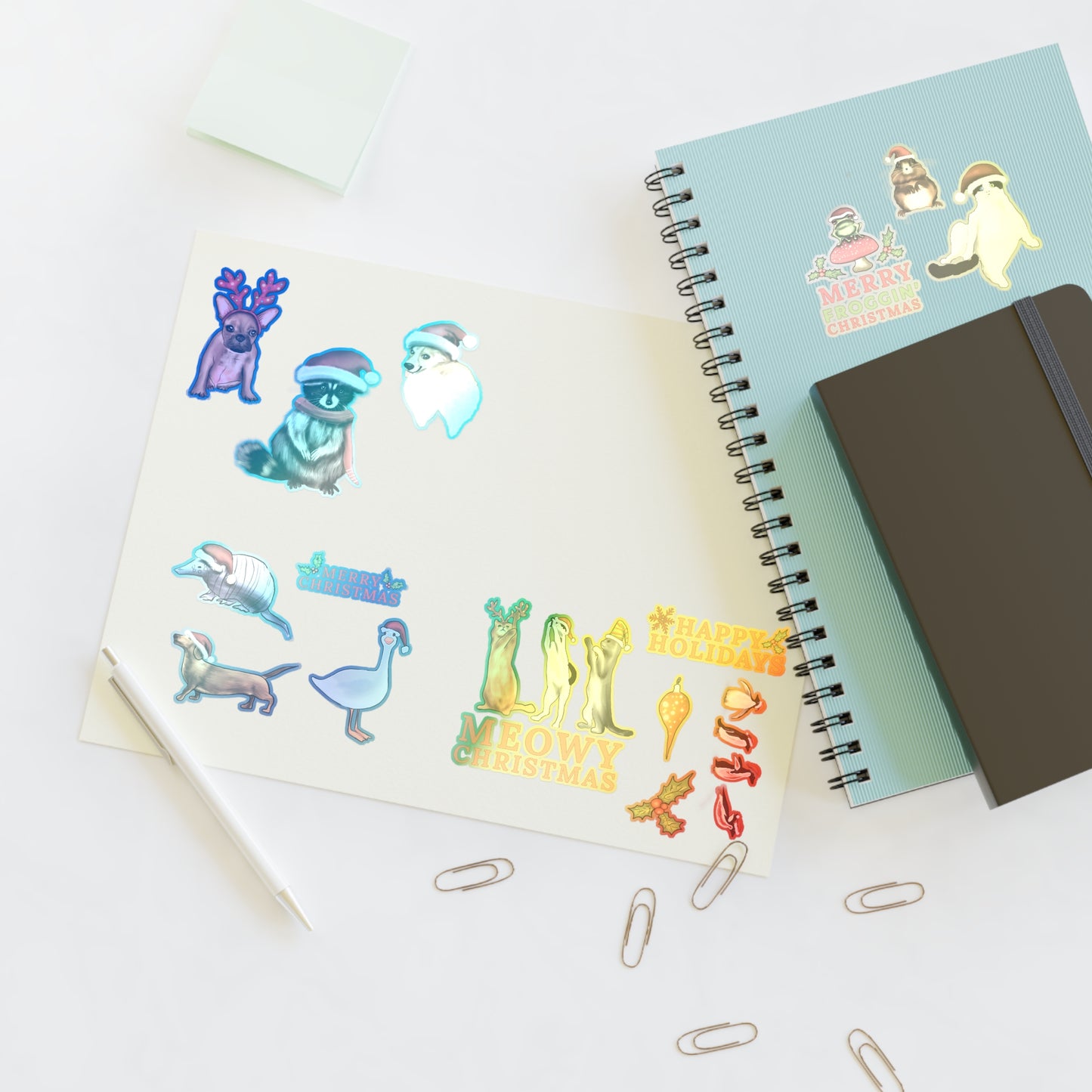 Christmas Animal Sticker Sheet, Christmas dog cute stickers, christmas cat sticker, cute holiday stickers, sticker sheet christmas