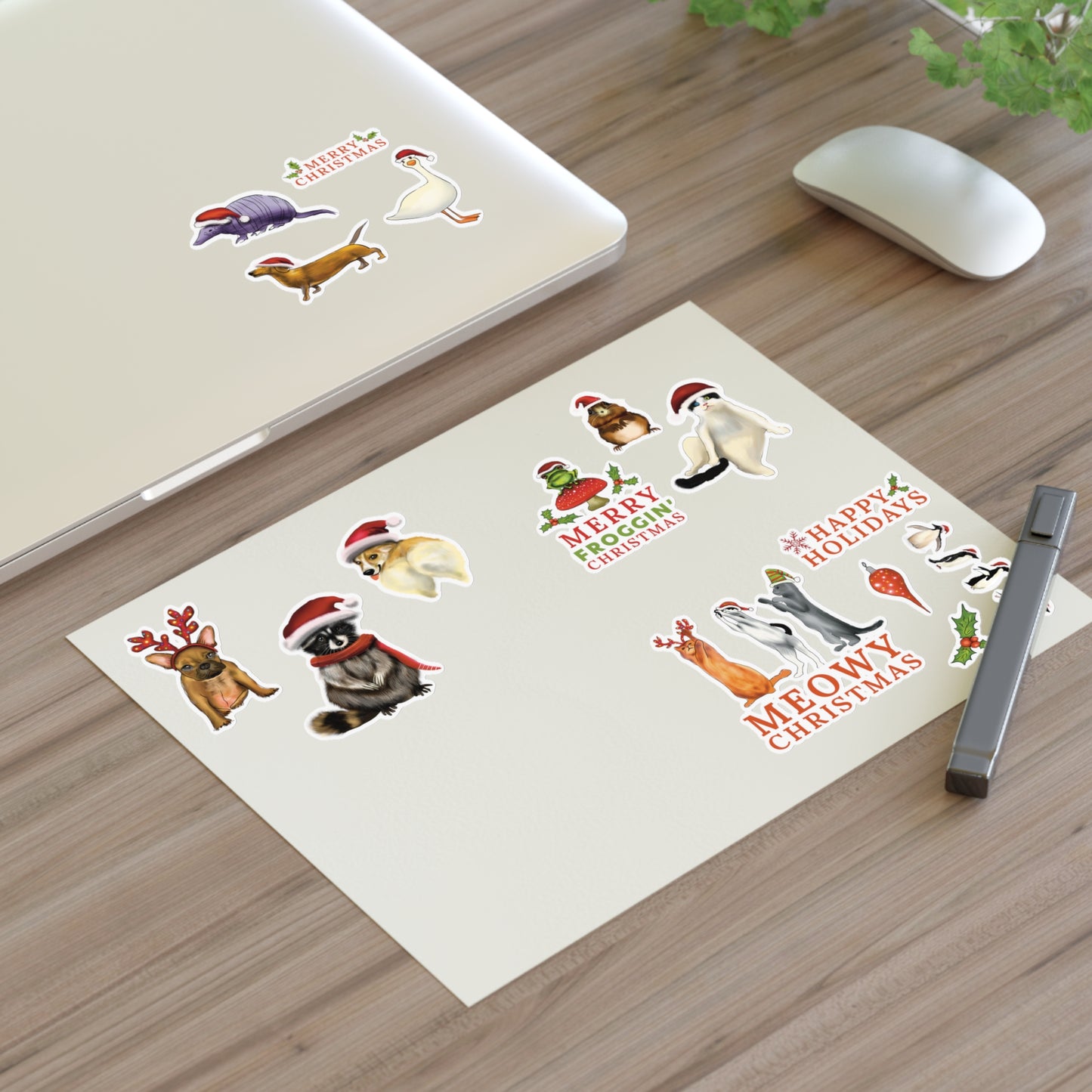 Christmas Animal Sticker Sheet, Christmas dog cute stickers, christmas cat sticker, cute holiday stickers, sticker sheet christmas