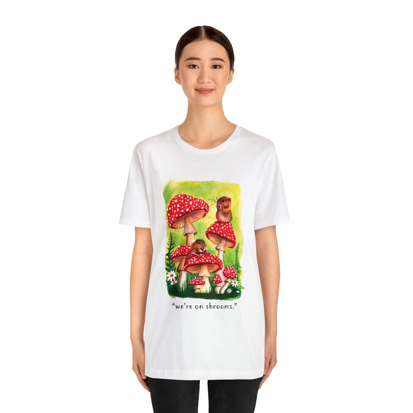 Watercolor Mice and mushrooms T shirt, Cute Funny Graphic T shirt, We're on shrooms T shirt, funny punny shirt cute