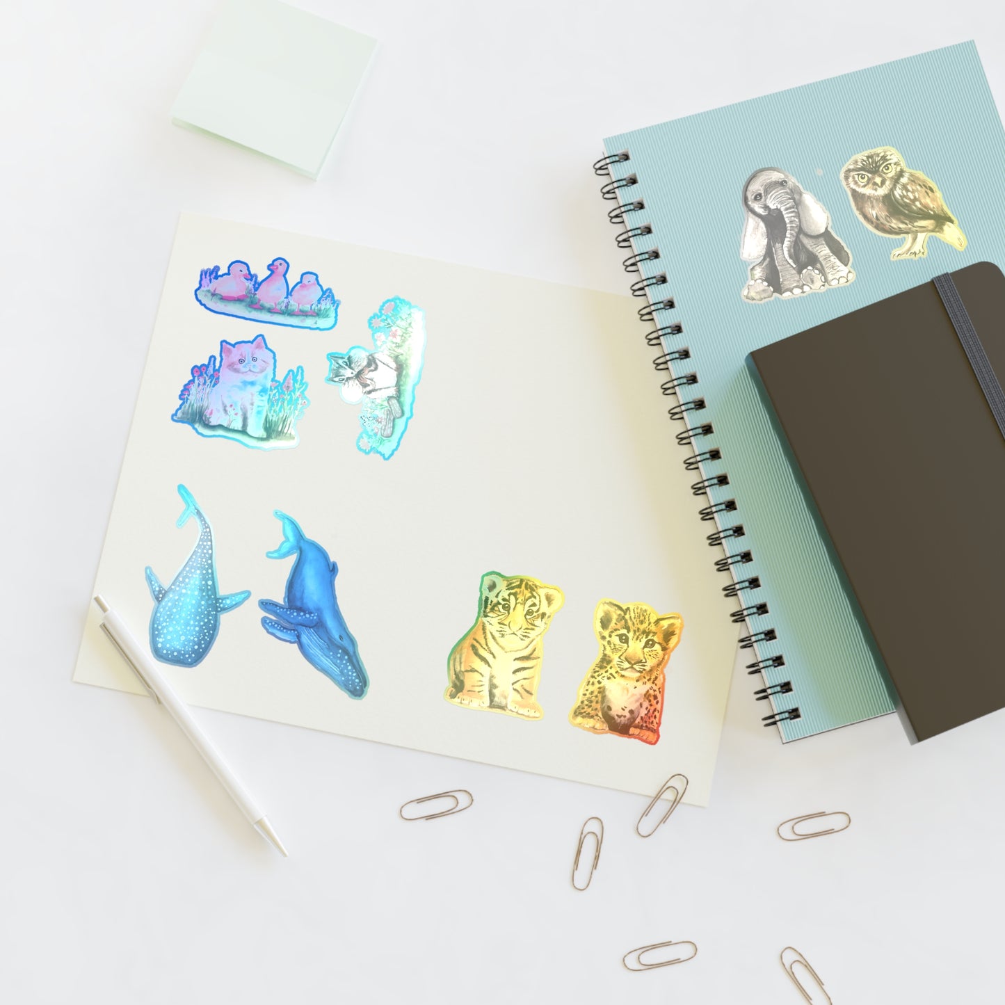 Cute Watercolor Baby Animal Stickers, Die Cut Cute Adorable Sticker sheet, Sticker bundle Sheet, stickers for kids