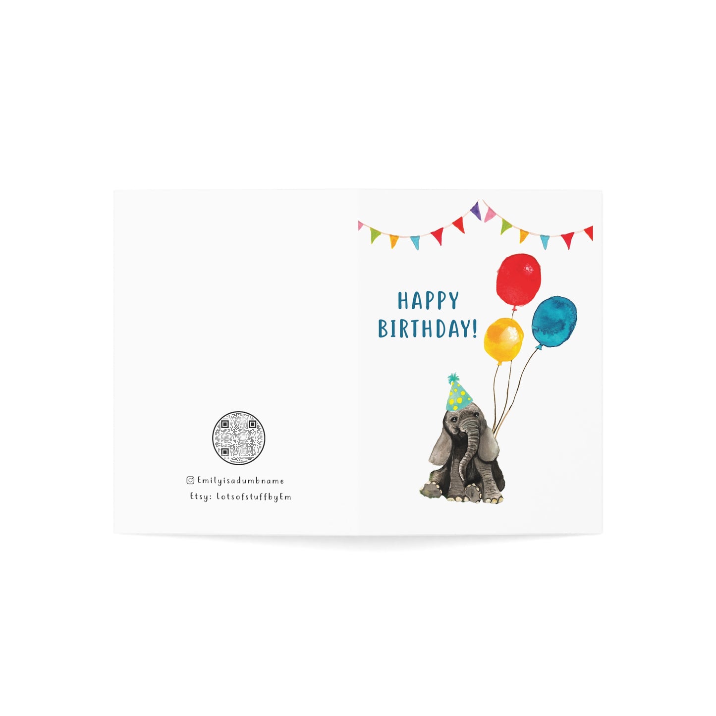 Cute Baby Elephant Birthday Card, WAtercolor Baby elephant Art Print, cute birthday card for first birthday