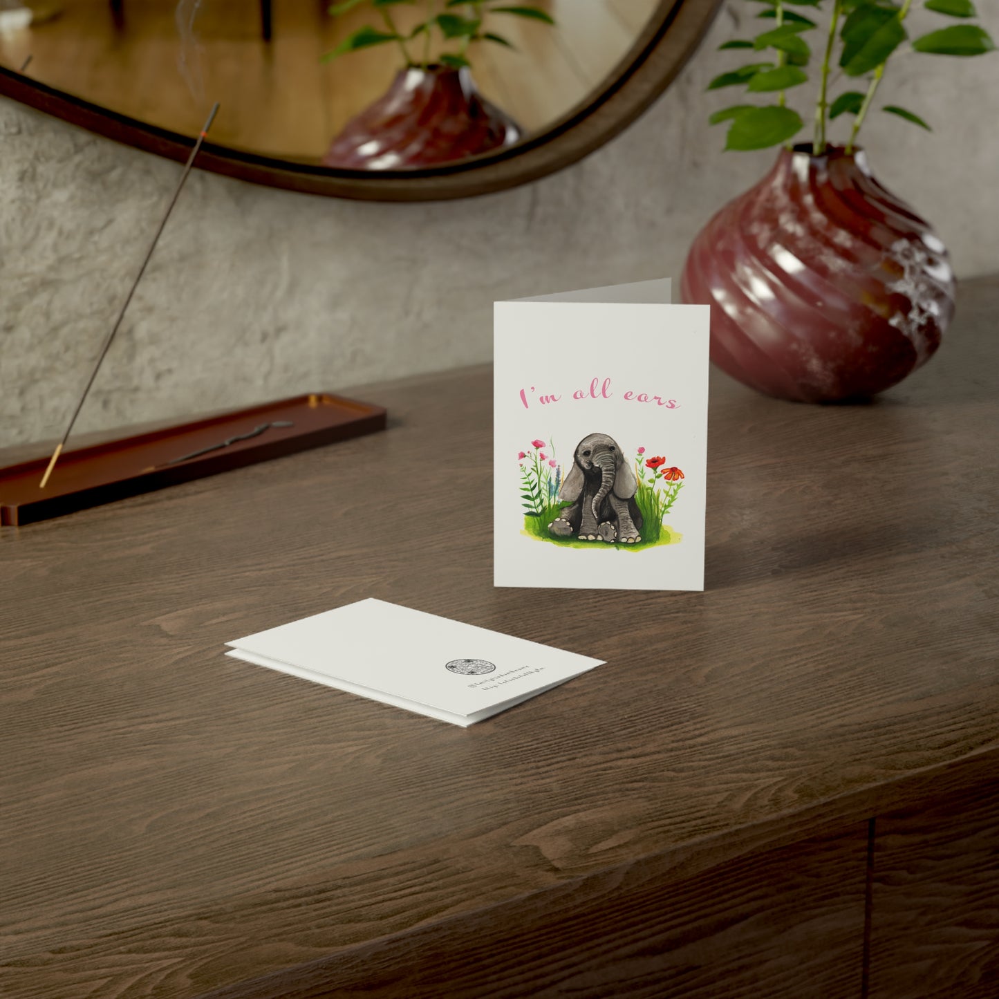 Cute baby elephant Greeting card, I'm all ears, Cute baby elephant funny cards for friends, cute cards