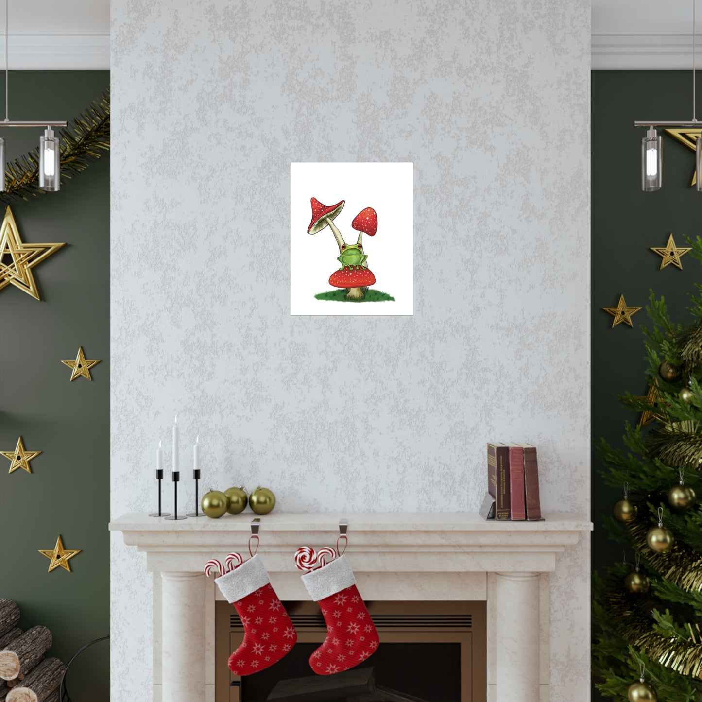 Frog on a Mushroom Art Print