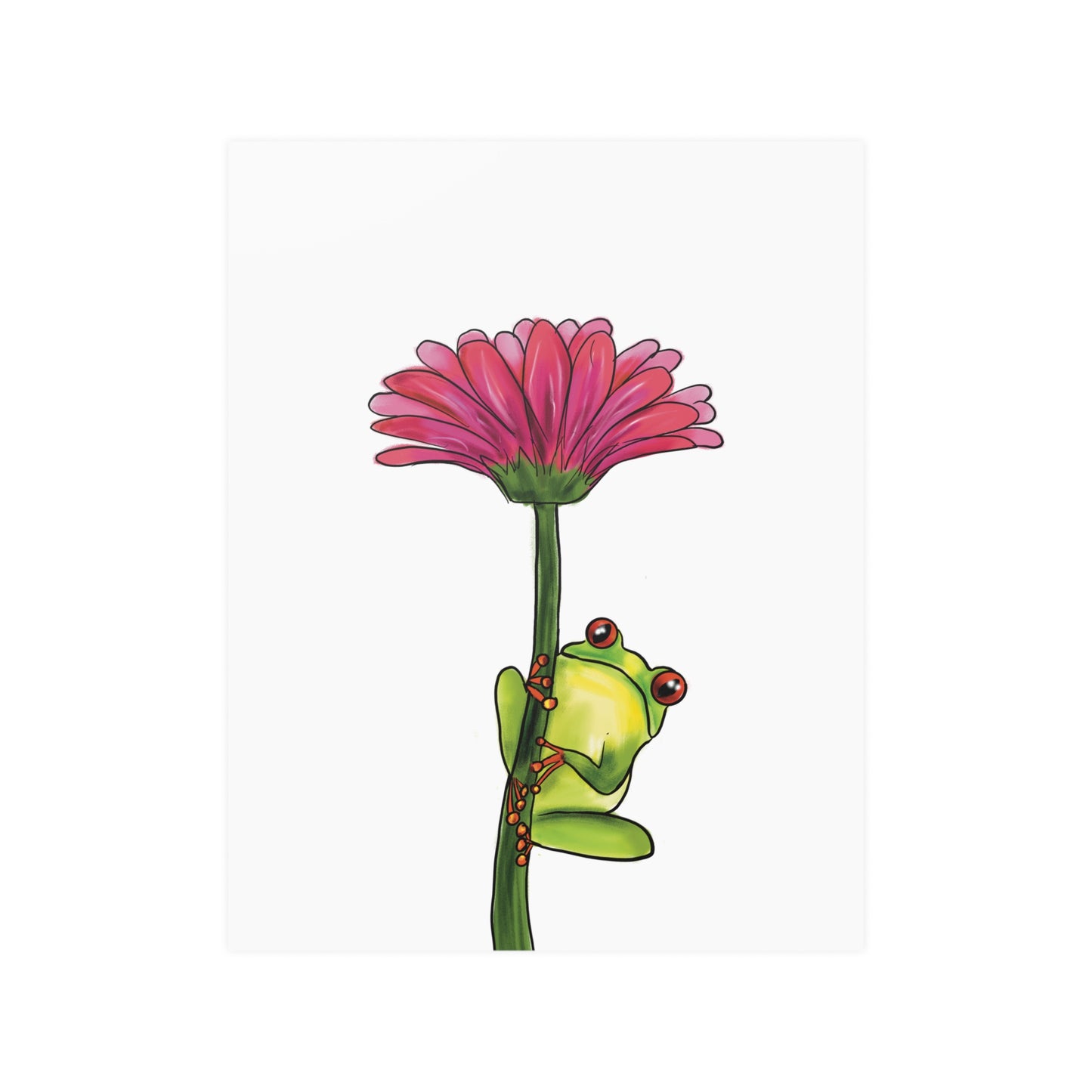 Frog on a Flower Illustration Poster