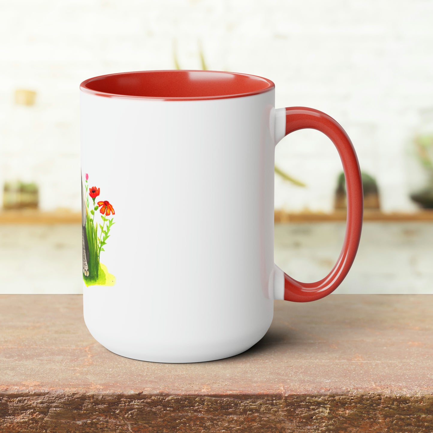 Cute Baby elephant mug, two toned cute baby elephant mug, Cute 15 oz accent handle mug, Large 15 oz Mug