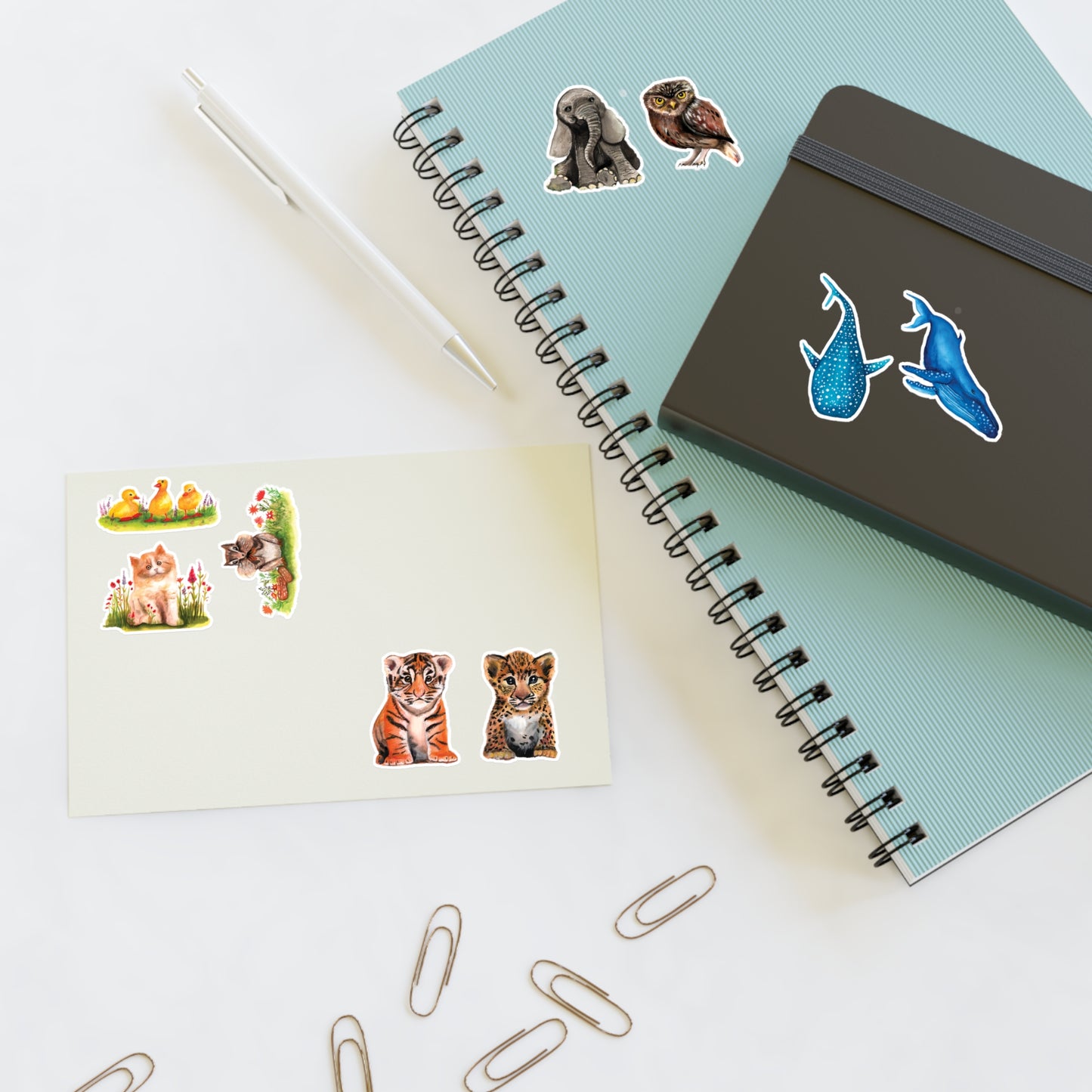 Cute Watercolor Baby Animal Stickers, Die Cut Cute Adorable Sticker sheet, Sticker bundle Sheet, stickers for kids