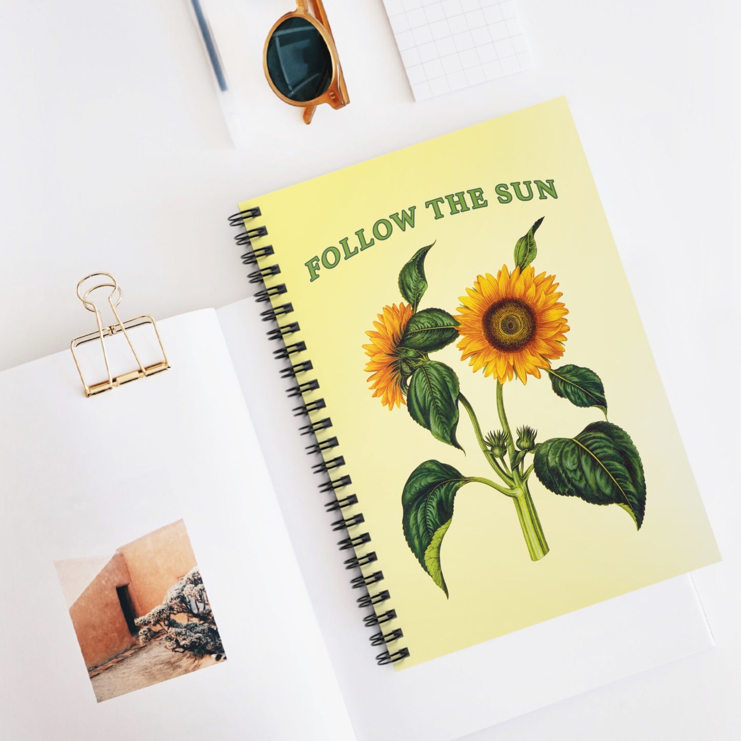 Follow the sun sunflower journal, gratitude journal cute pretty flower lover journal