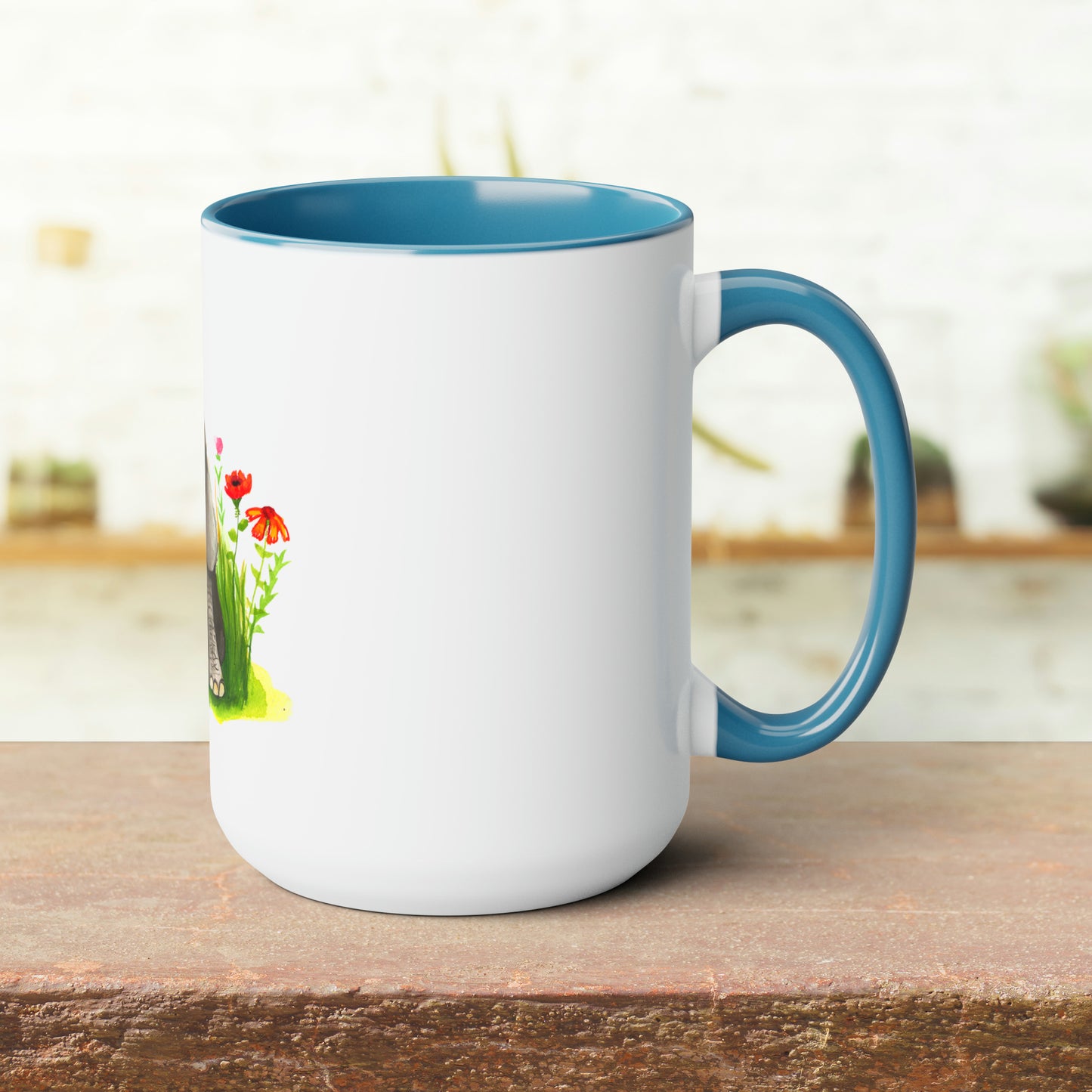Cute Baby elephant mug, two toned cute baby elephant mug, Cute 15 oz accent handle mug, Large 15 oz Mug