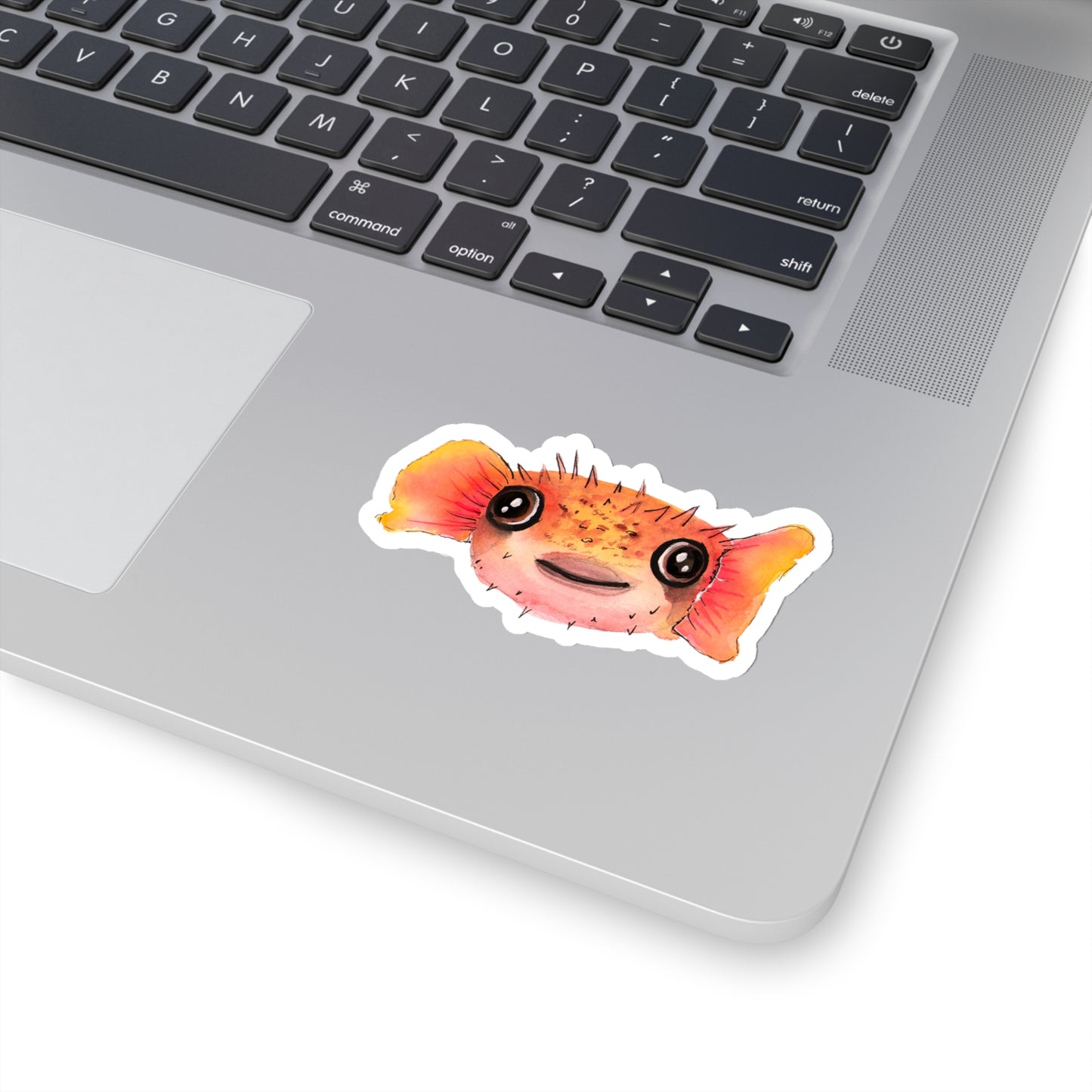 Cute baby watercolor Pufferfish sticker, funny blowfish cute sticker for back to school, kids arts and crafts