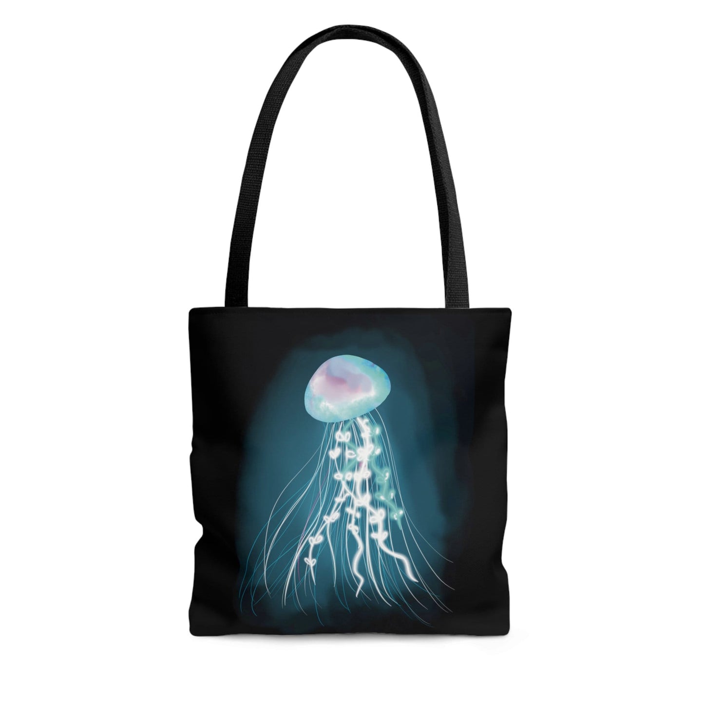 Bioluminescent Jellyfish Tote Bag, Pretty Glowing Jellyfish Reusable tote bag, Cool Glowing Fantasy Underwater Cosmic Jellyfish Bag