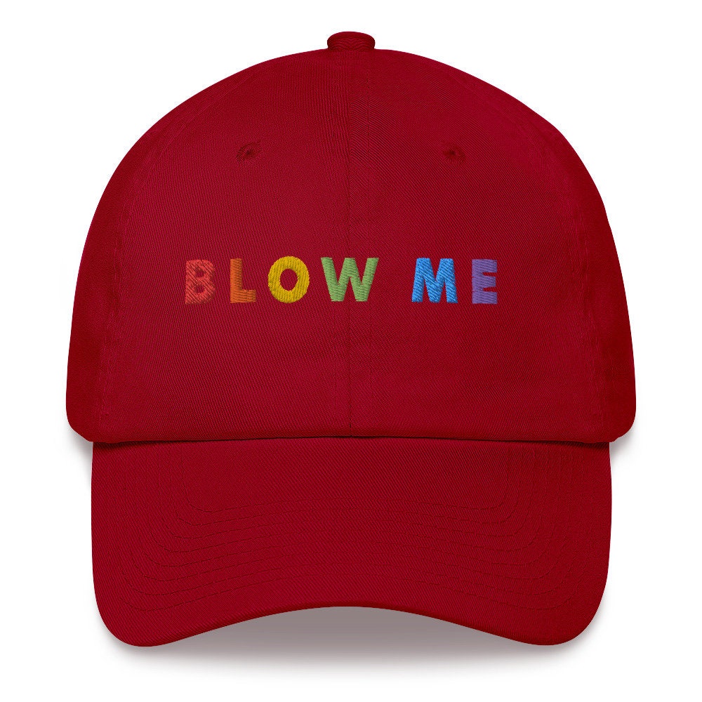 Blow Me Funny Rainbow Pride Hat, Summer Festival Hat Dad hat, Funny Hat for her/ Him/ Colorful Funny Sarcastic Hat