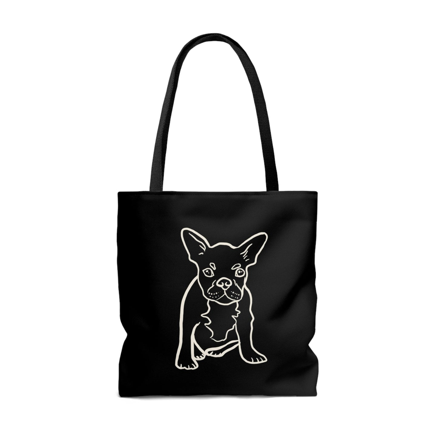 French Bulldog Cute White outline Tote Bag, Cute French Bulldog Art Tote Bag