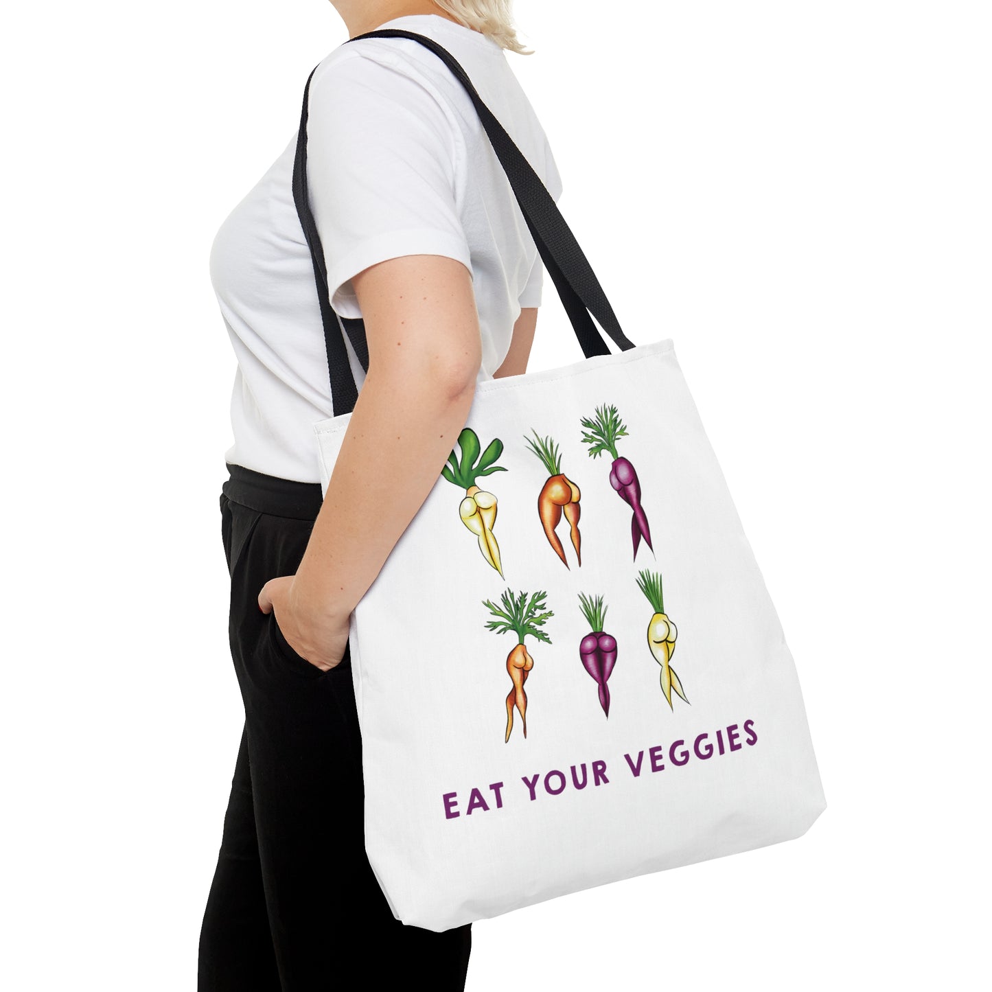 Eat Your Veggies Grocery Canvas Tote Bag, Cute Funny Farmer's Market grocery bag, sexy vegetables