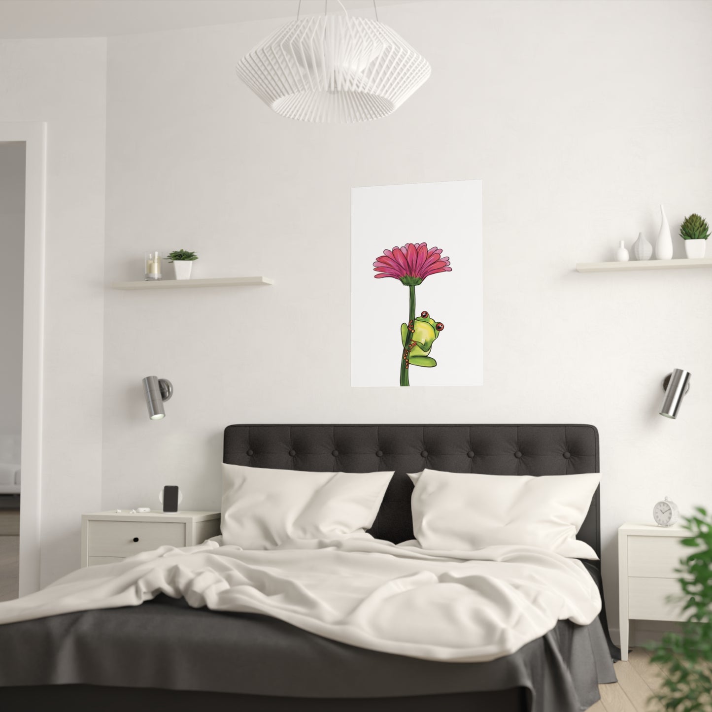 Frog on a Flower Illustration Poster
