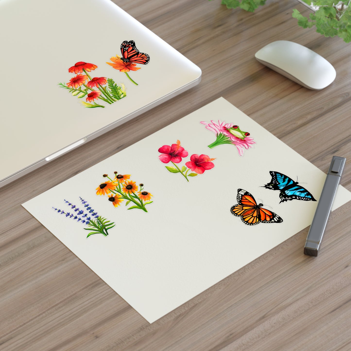 watercolor Wildflowers and Butterflies sticker sheet, watercolor stickers, watercolor flowers, watercolor butterfly stickers, vinyl sticker sheet