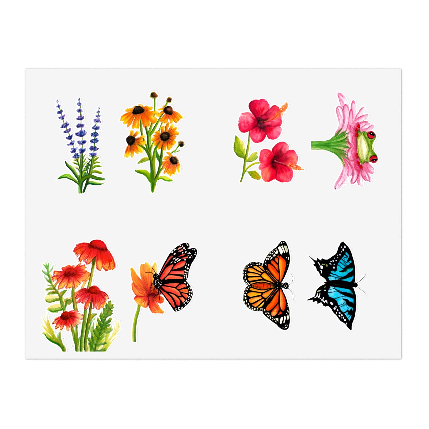 watercolor Wildflowers and Butterflies sticker sheet, watercolor stickers, watercolor flowers, watercolor butterfly stickers, vinyl sticker sheet