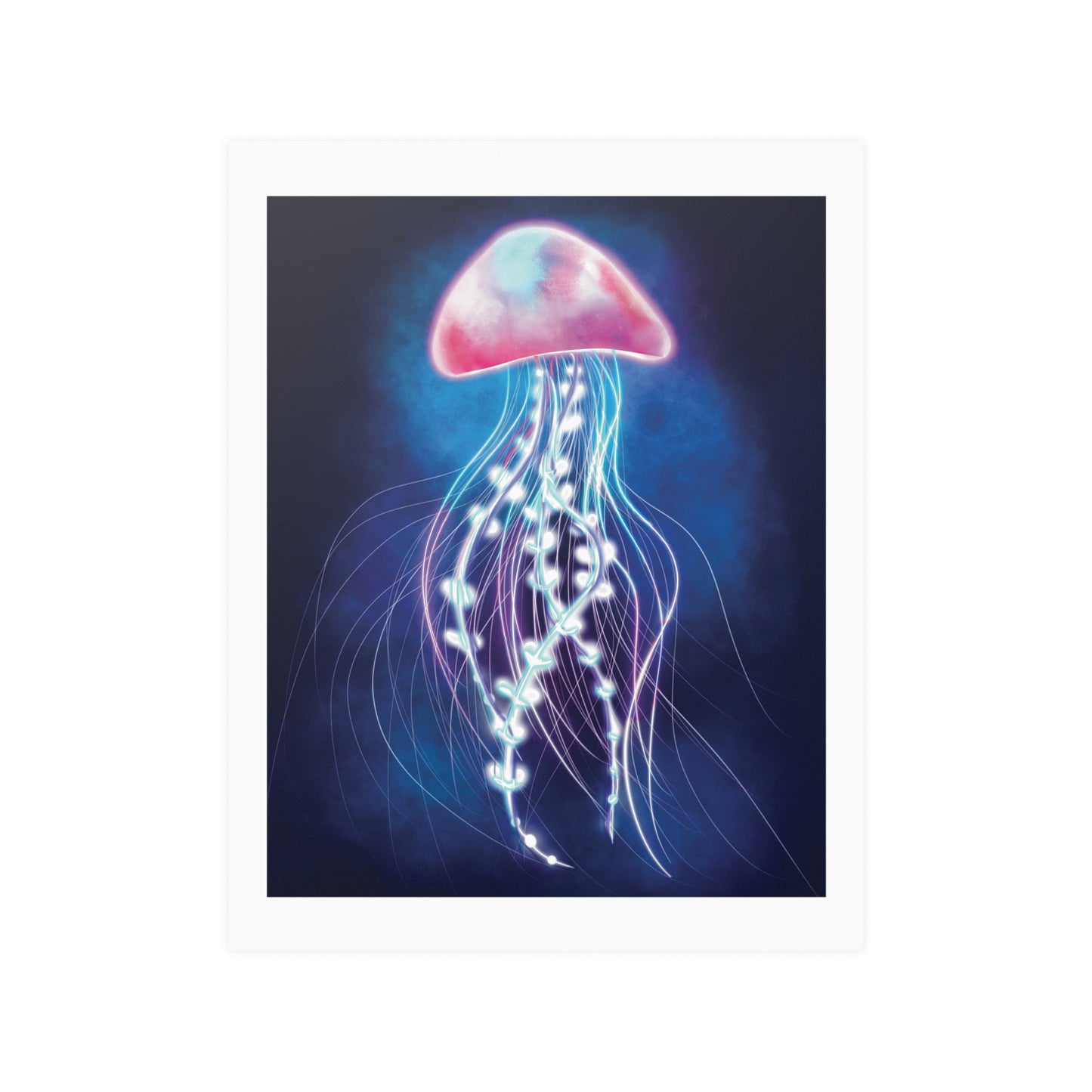 Jellyfish Illustration Satin Poster