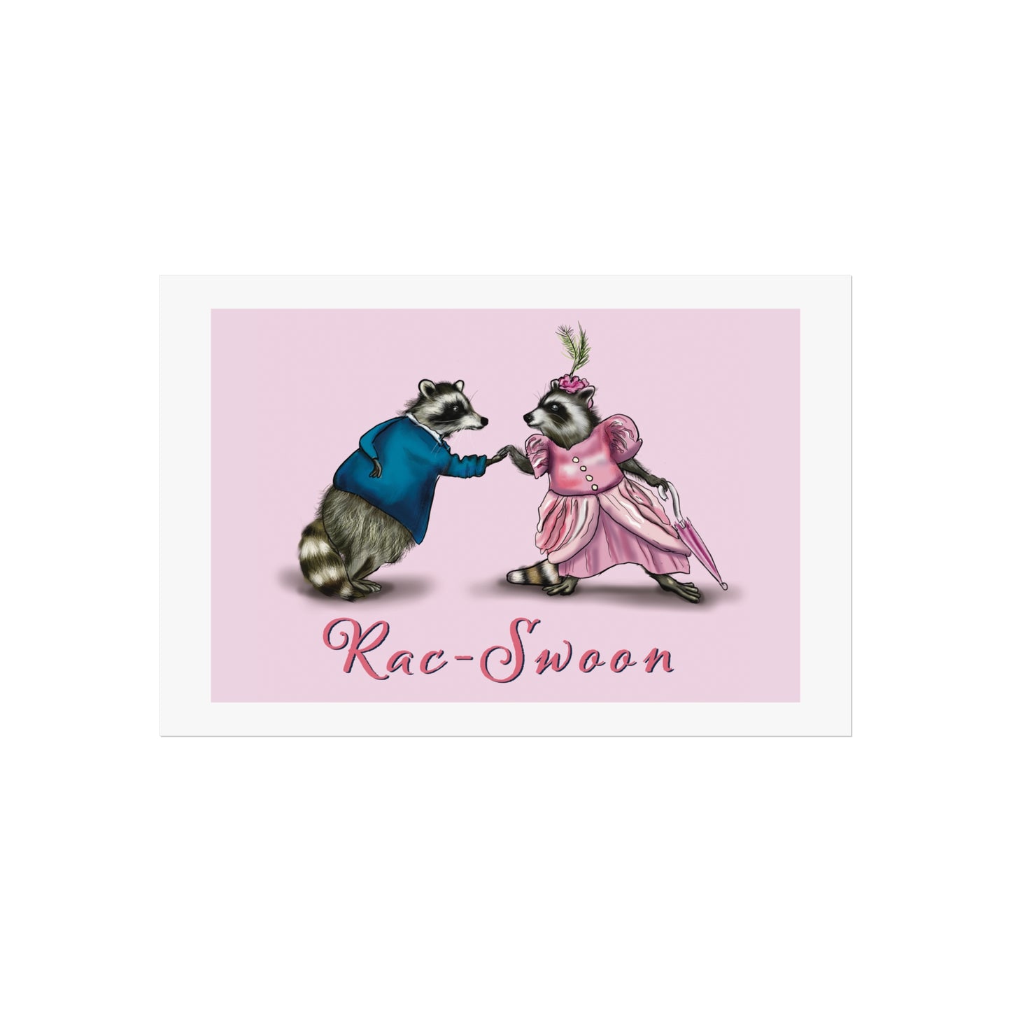 Cute Funny Raccoon Fine Art Posters, raccoons dancing, cute victorian animals dress