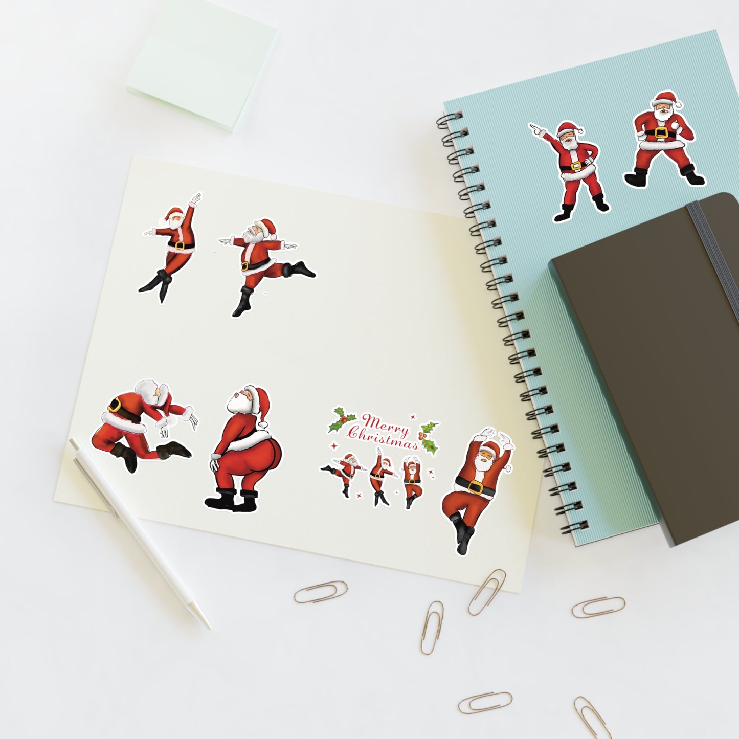 funny santa sticker sheet