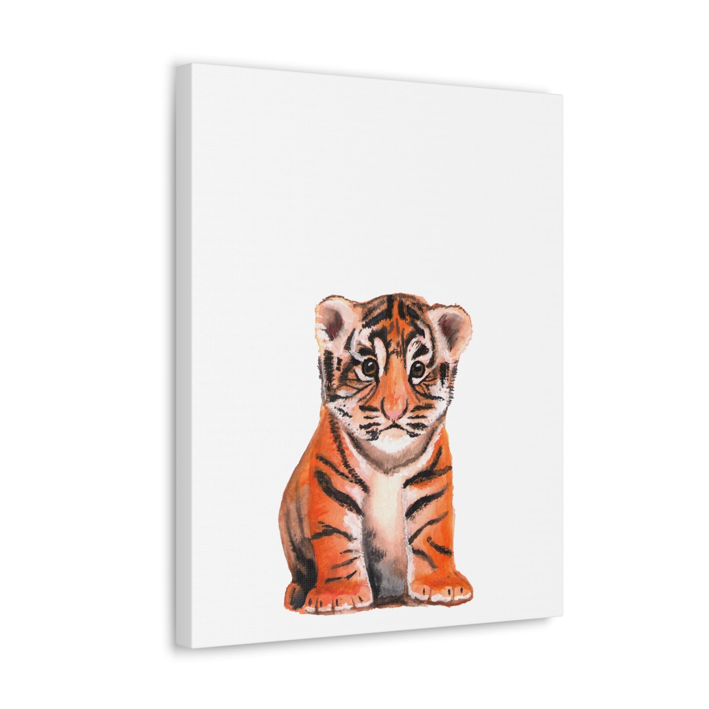 Cute Tiger Cub Gallery Canvas Wrap, Watercolor tiger cub, nursery room art, cute baby shower gift, new mom gift, cute baby tiger wall art, kids room art