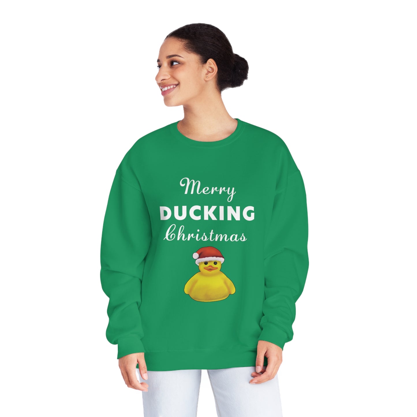 Funny Christmas Pun Duck Sweatshirt, Holiday Decor, cute funny holiday christmas sweatshirt, cute Merry Ducking Christmas Sweatshirt gift