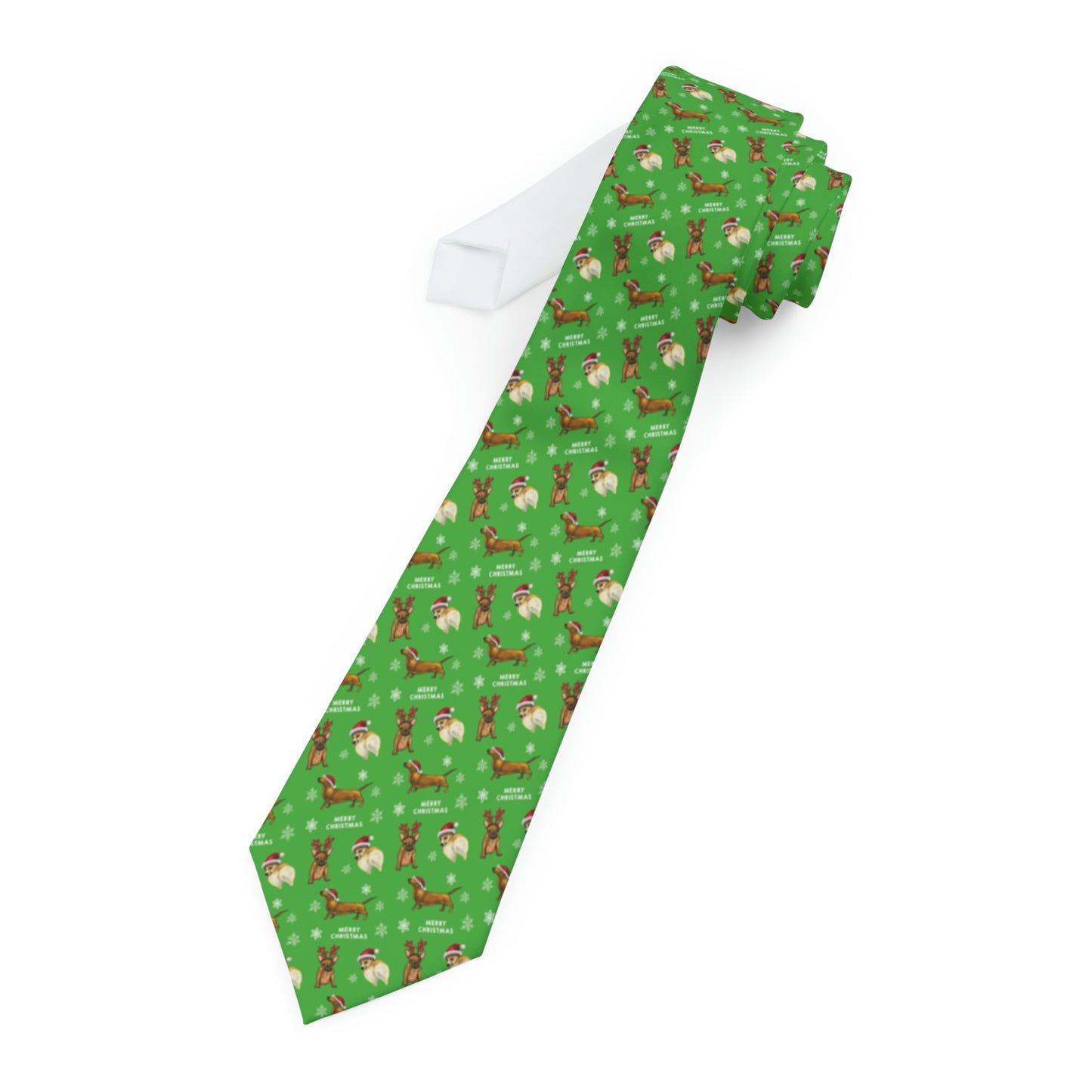 Cute Funny Dog Christmas Necktie, Corgi christmas, wiener dog cute christmas necktie, funny dog christmas necktie